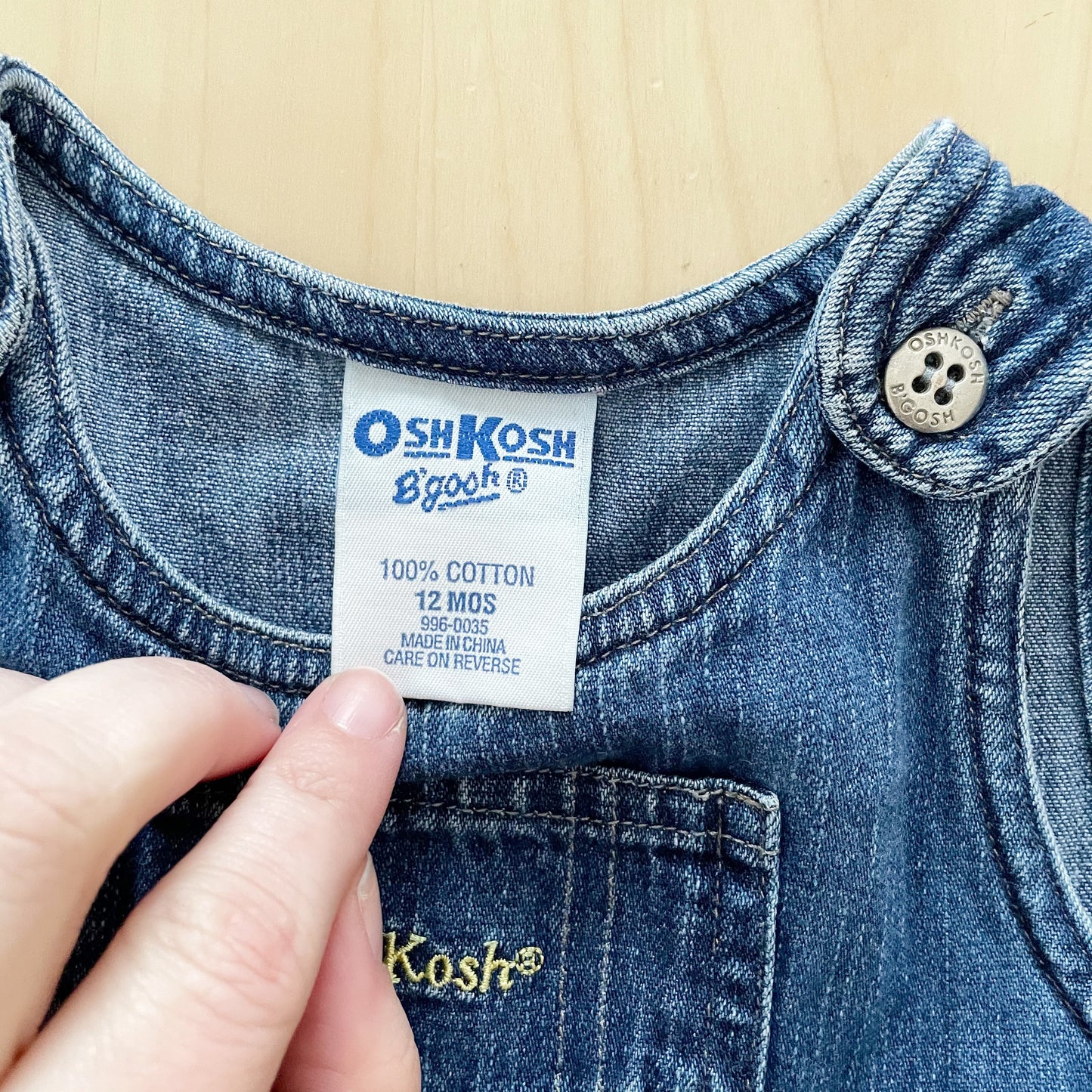 OshKosh Denim Mouse Embroidery Dress - Yellow Clover Vintage Kids Clothes