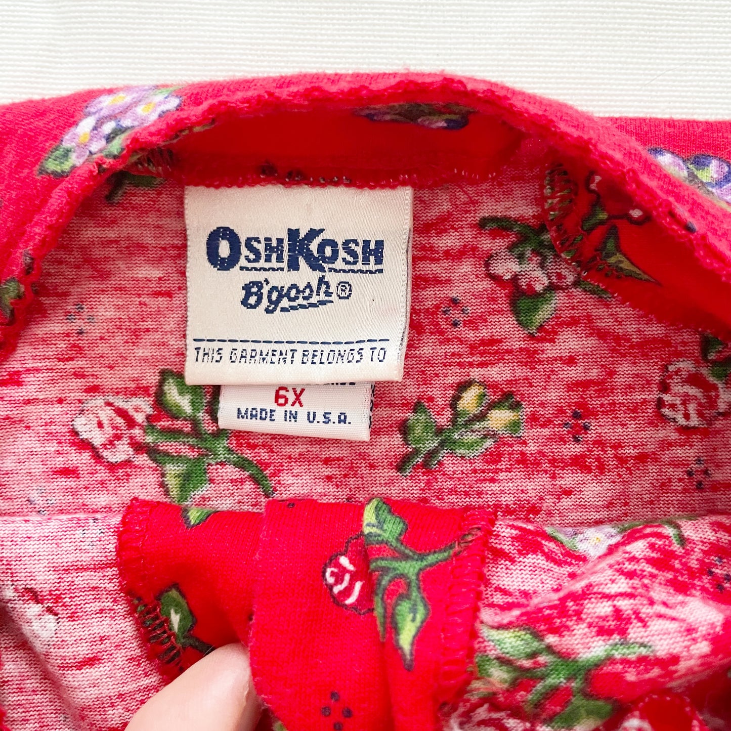 OshKosh Red Floral Print Jersey - Yellow Clover Vintage Kids Clothes