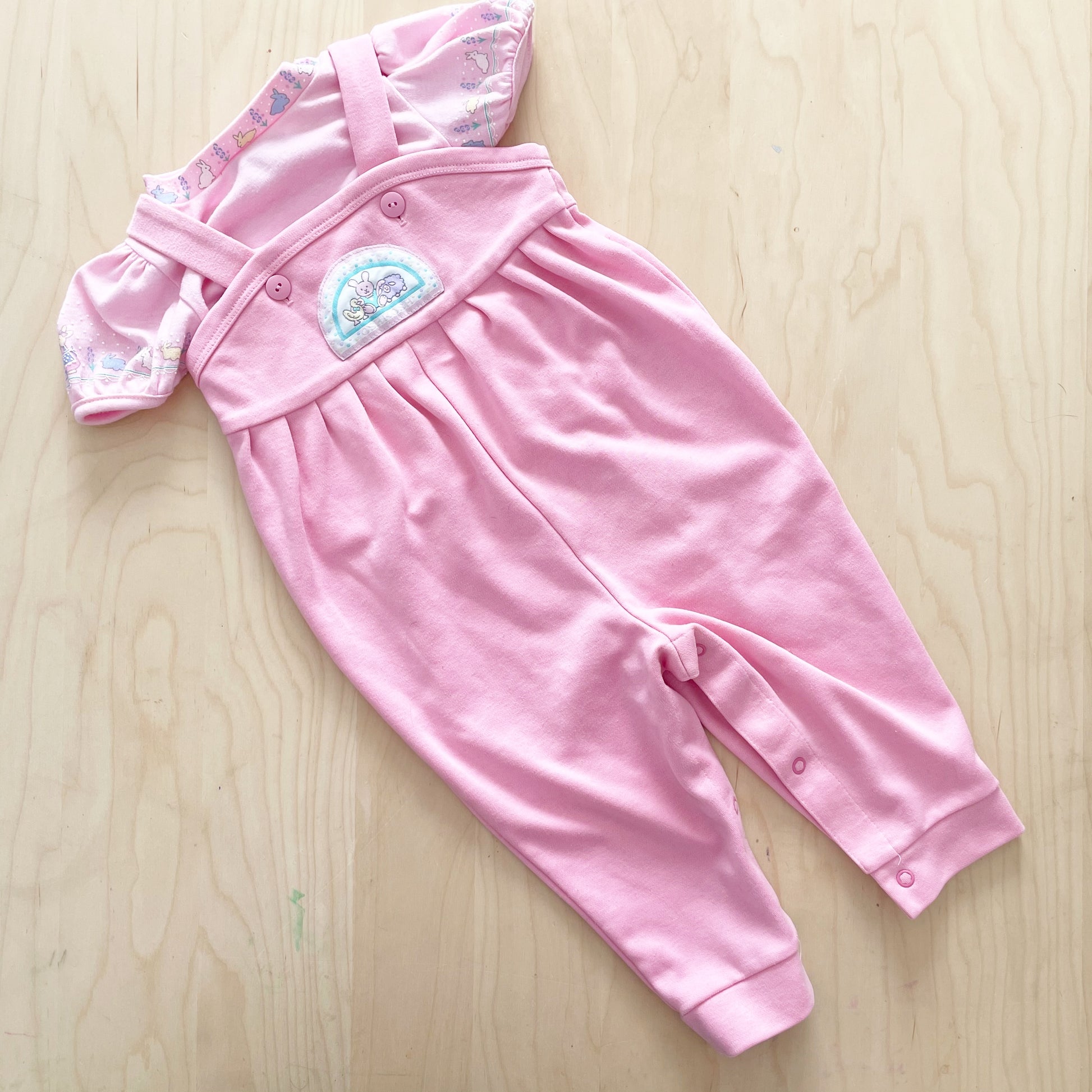 Vintage OshKosh Bunnies Romper Set - Yellow Clover Vintage Kids Clothes