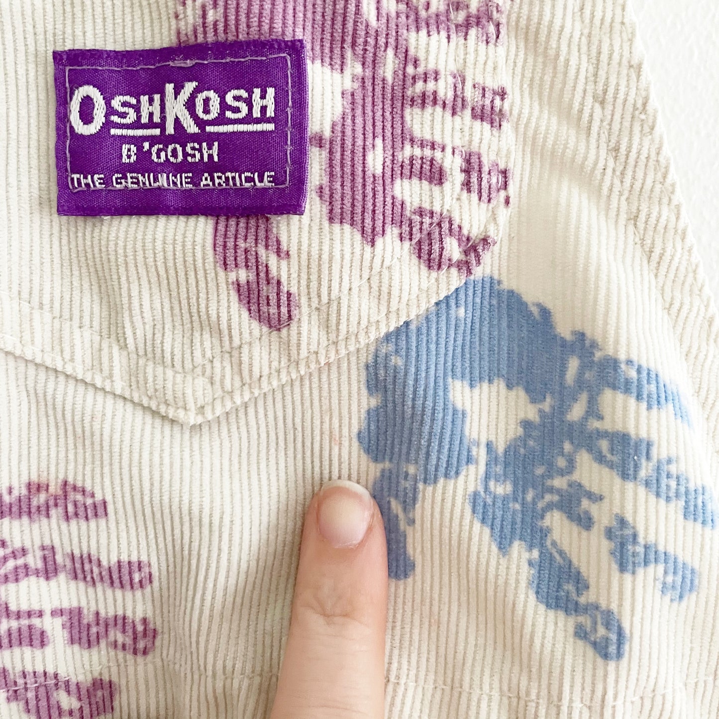 OshKosh Handprint Cord Overalls - Yellow Clover Vintage Kids Clothes