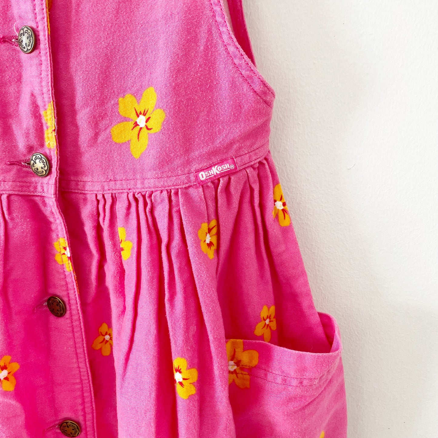 OshKosh Pink Tropical Floral Dress - Yellow Clover Vintage Kids Clothes