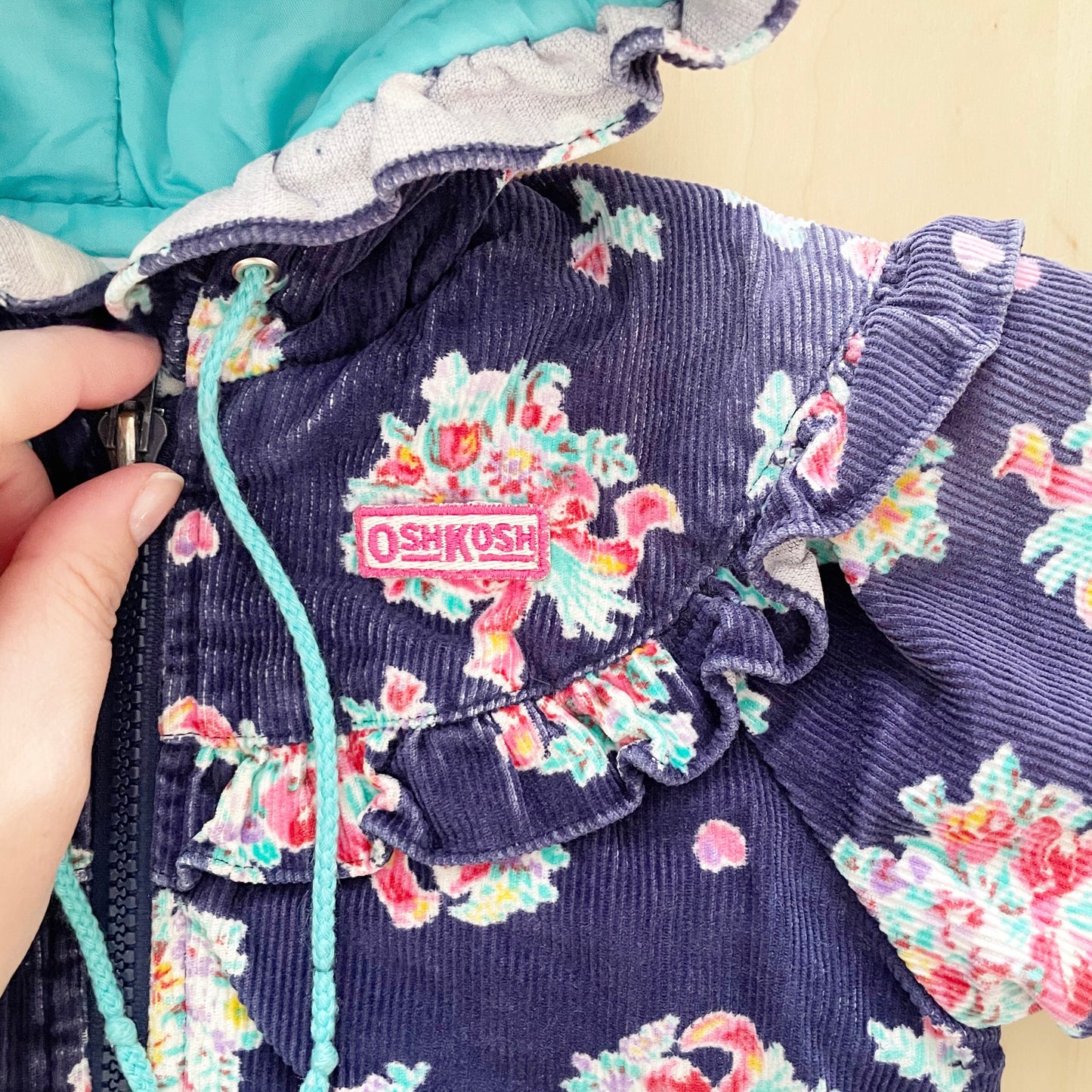 OshKosh Floral Bouquet Cord Ruffle Coat