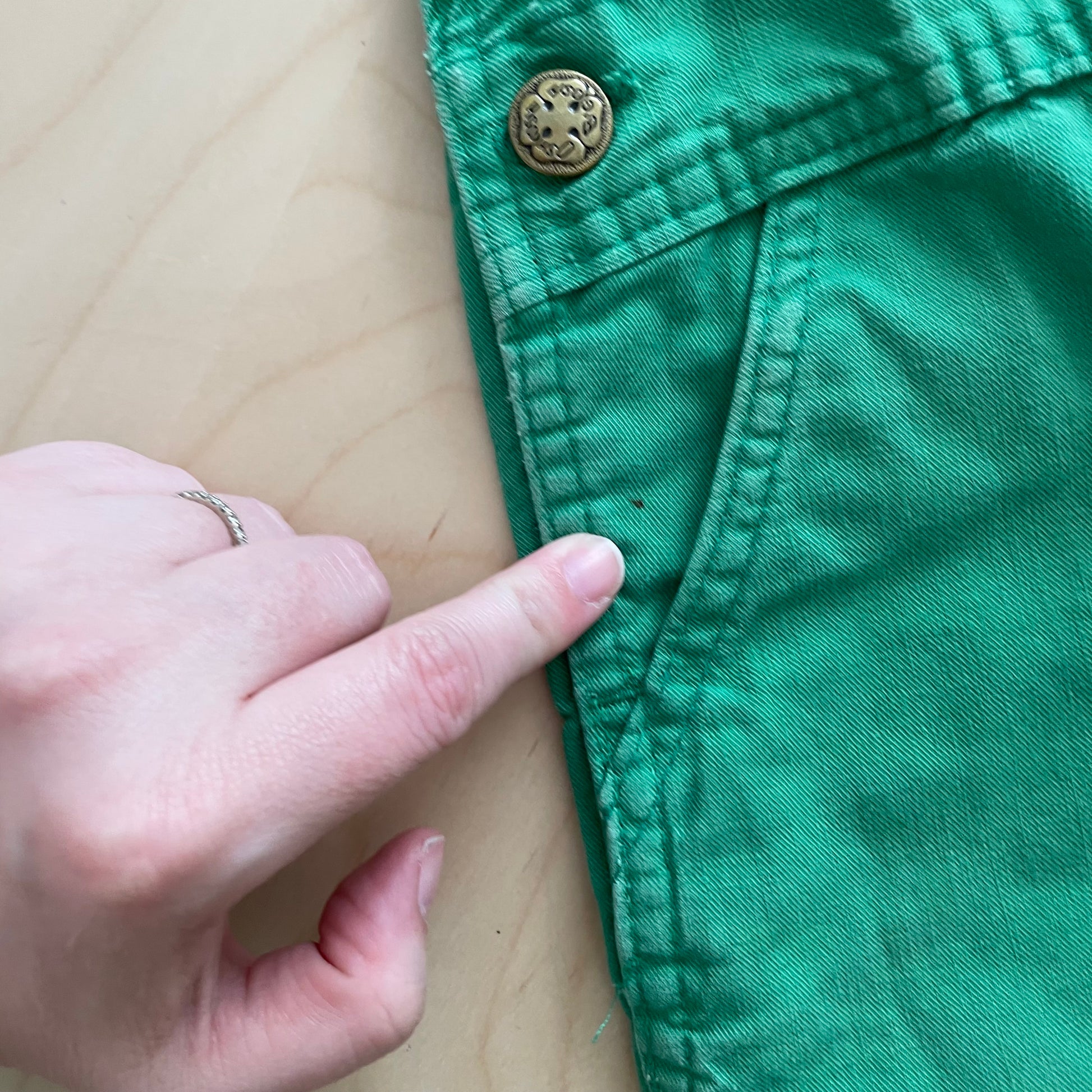 OshKosh Green Overalls - Yellow Clover Vintage Kids Clothes