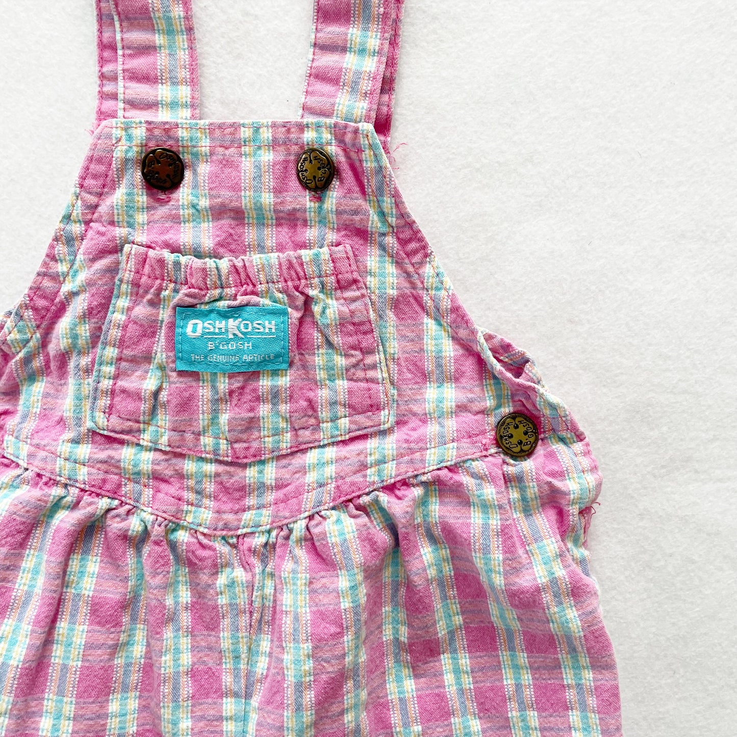 OshKosh Pink Plaid Bubble Overalls