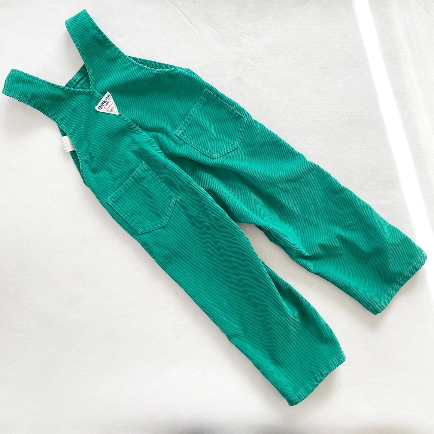 OshKosh Emerald Green Cord Overalls - Yellow Clover Vintage Kids Clothes