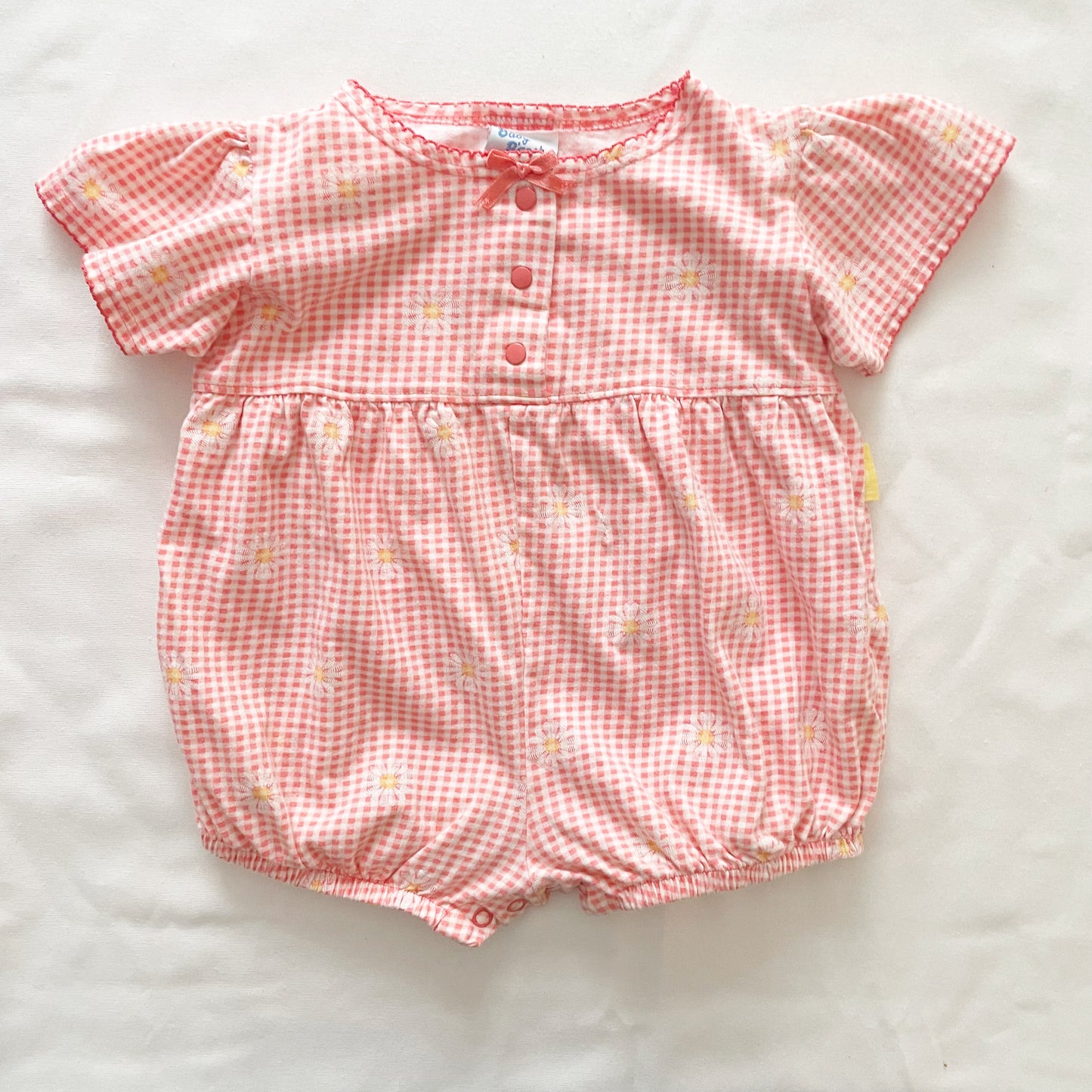 Baby B’gosh Gingham Daisy Bubble Romper