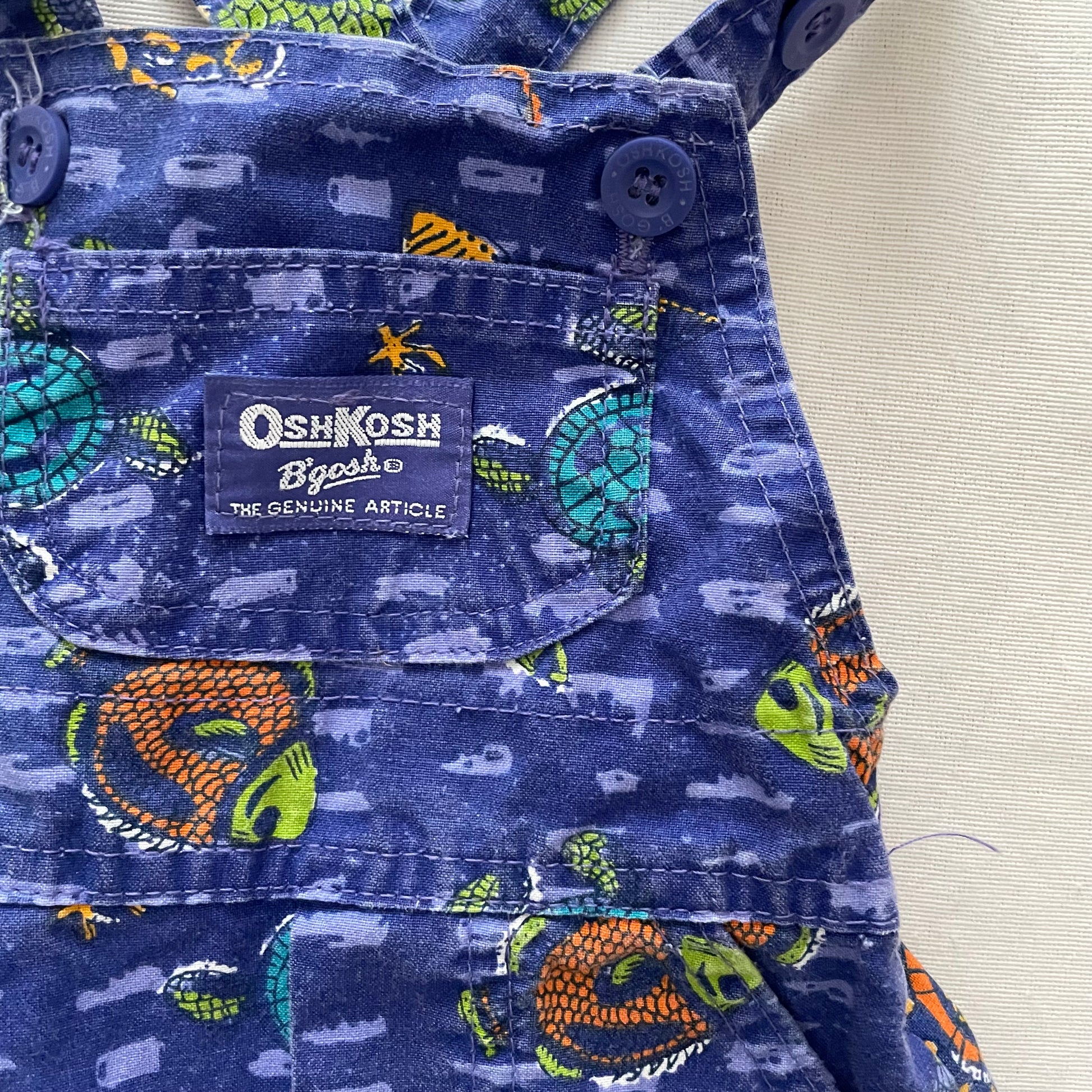 OshKosh Sea Life Shortall Overalls - Yellow Clover Vintage Kids Clothes