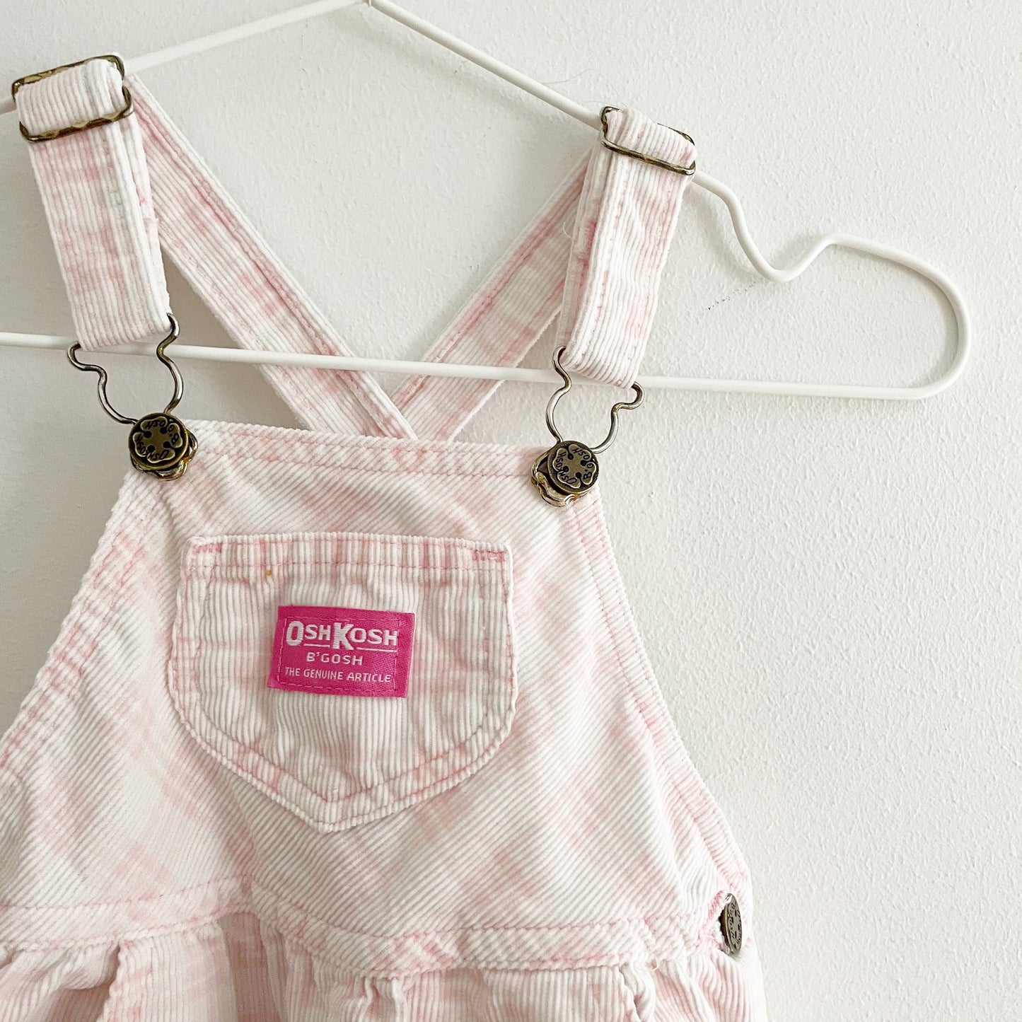 OshKosh Plaid Cord Keyhole Back Overalls