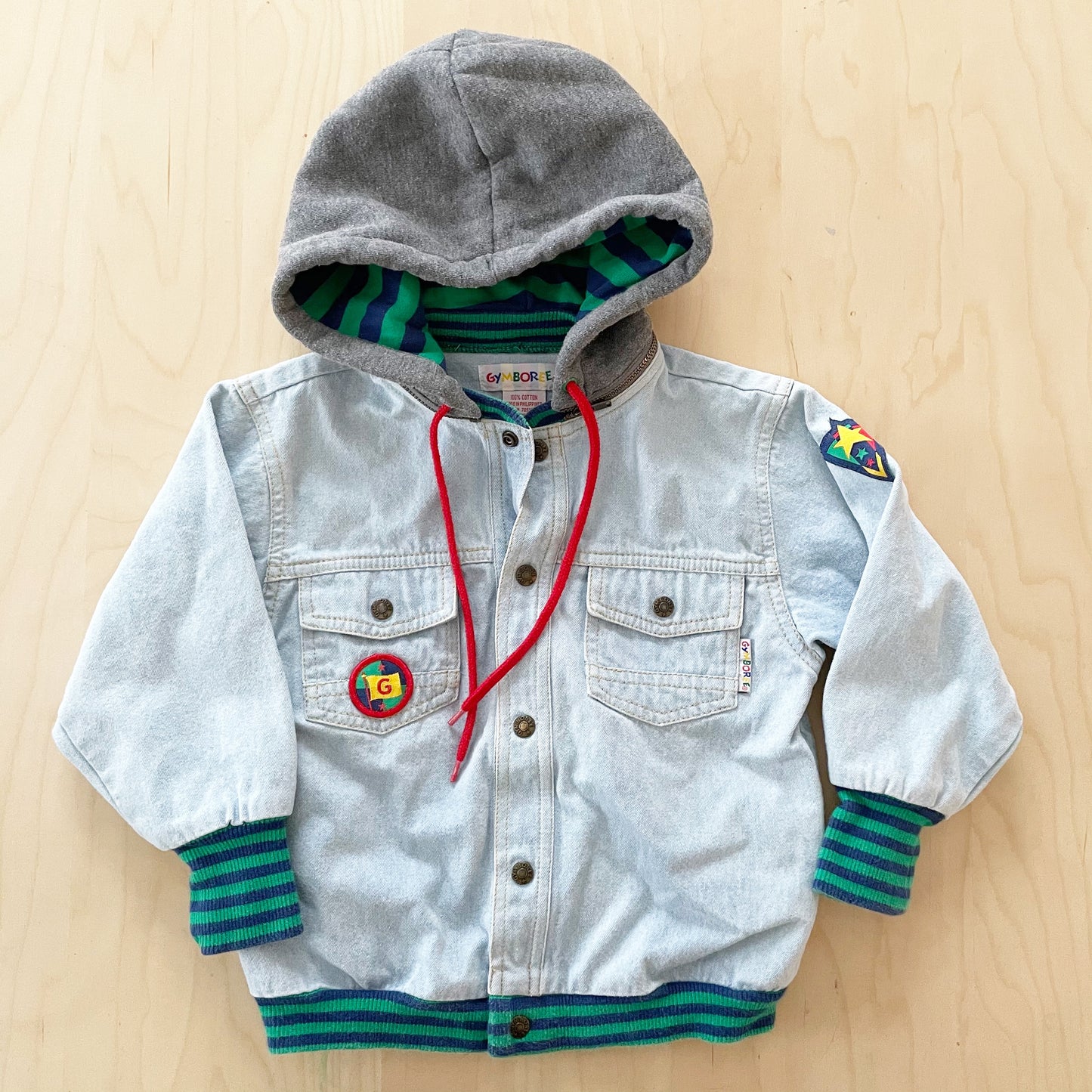 Vintage Gymboree Light Wash Denim Kids Hooded Jacket