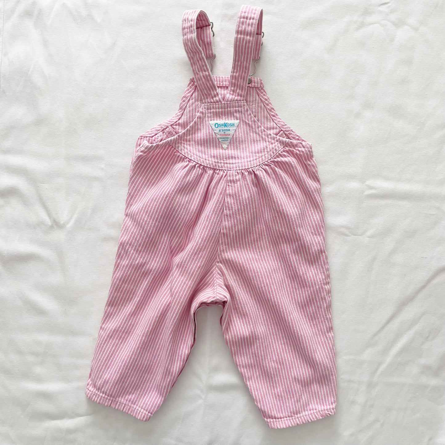 OshKosh Pink Hickory Stripe Scoop Cut Overalls