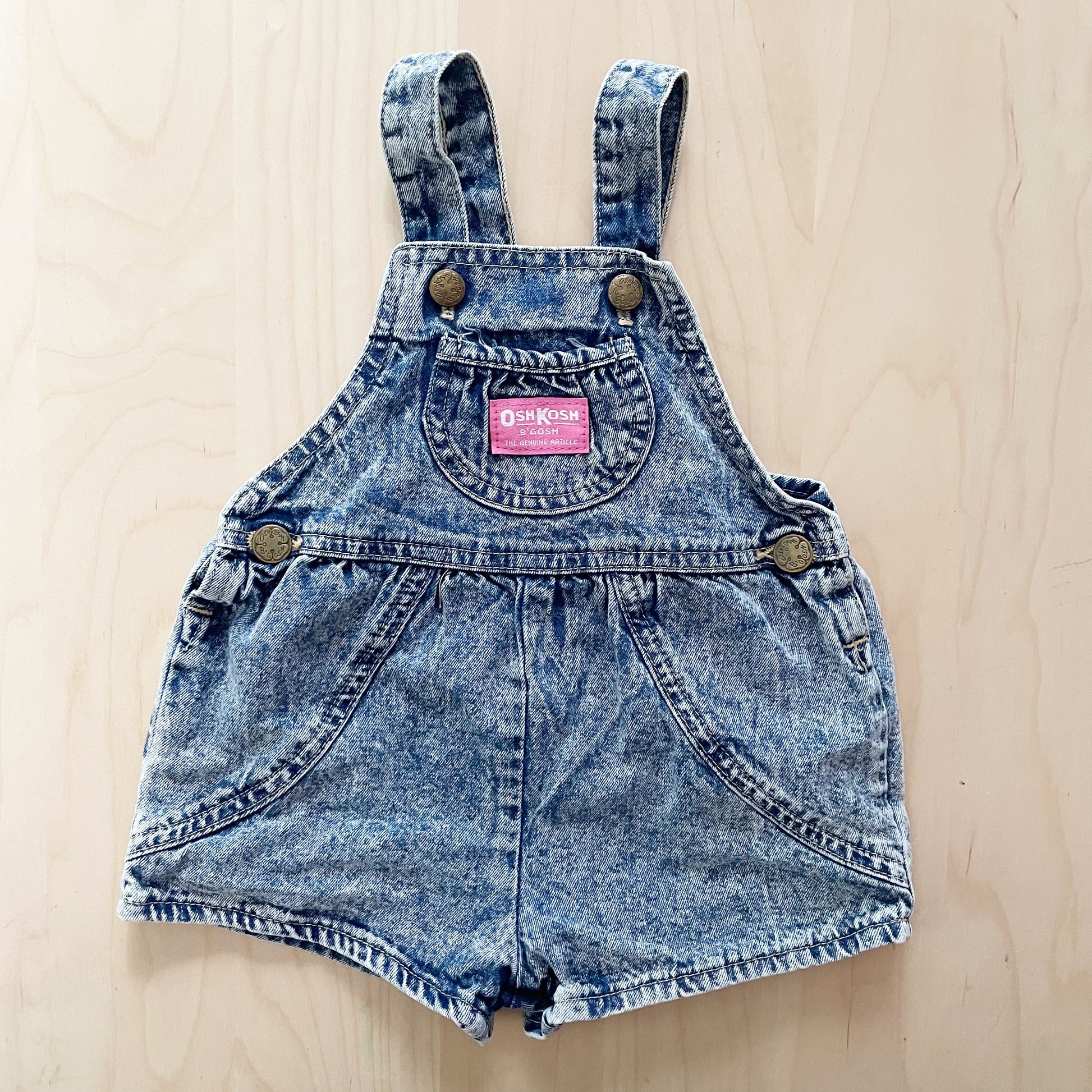 Vintage OshKosh Acid Wash Shortall - Yellow Clover Vintage Kids Clothes