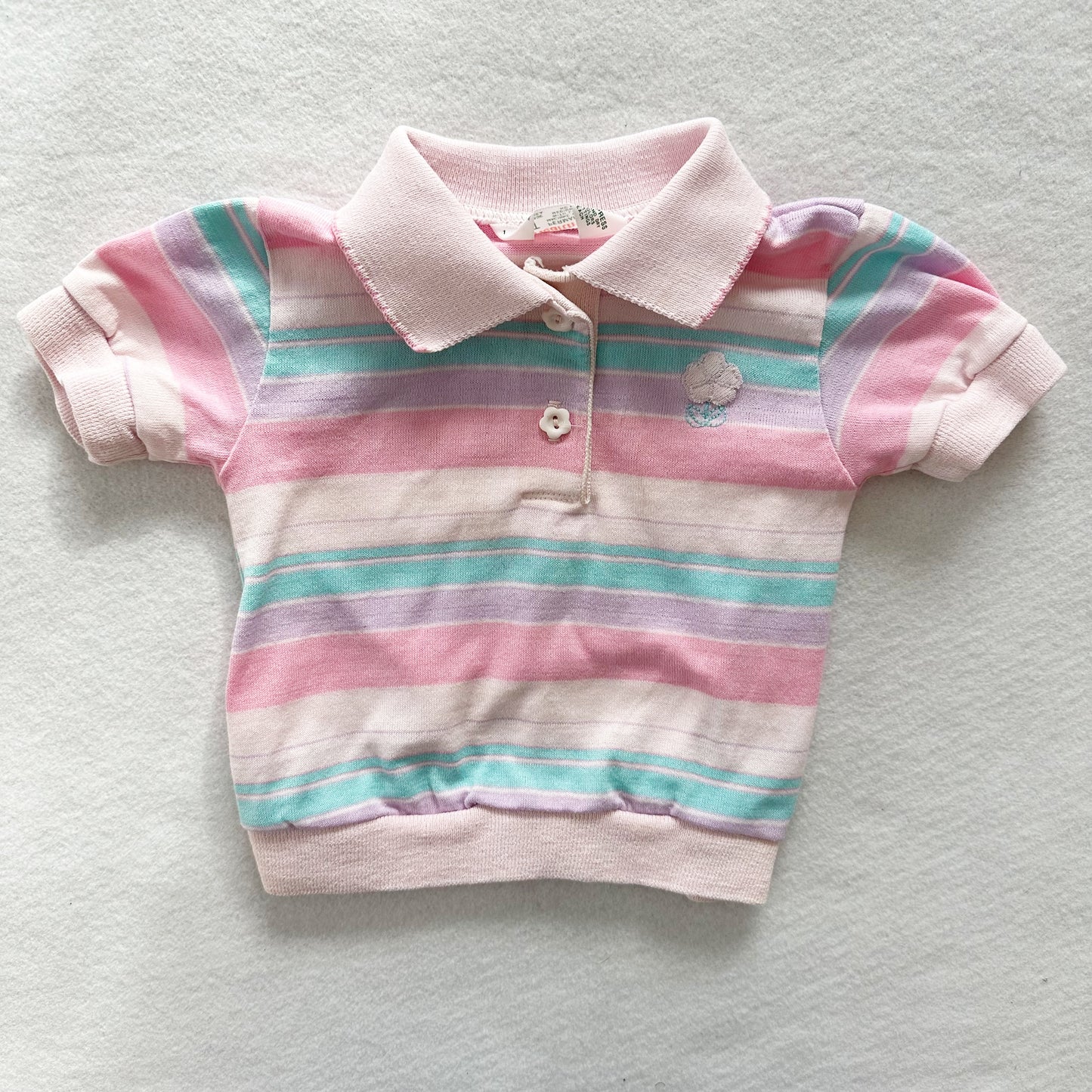 Healthex Striped Flower Polo - Yellow Clover Vintage Kids Clothes