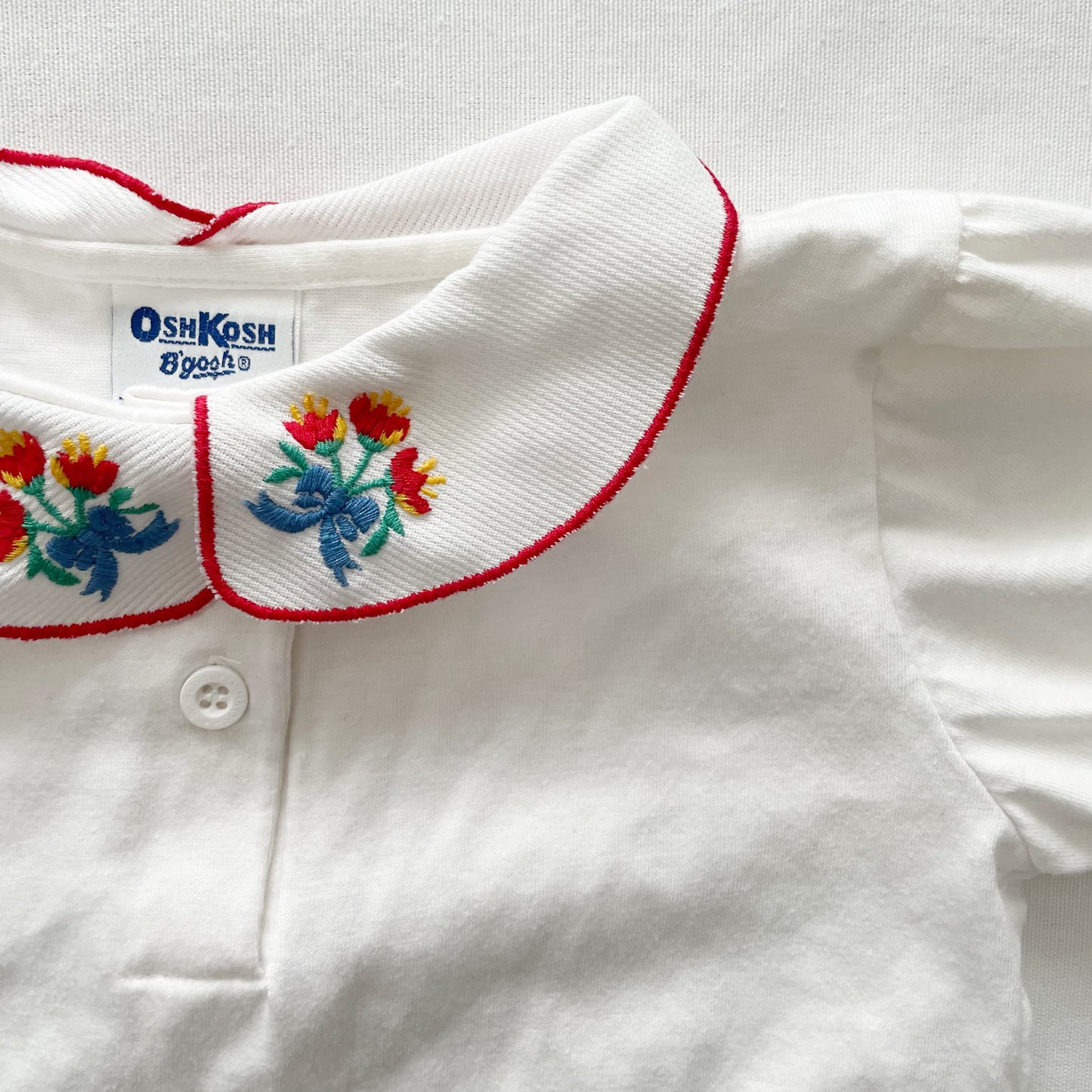 OshKosh Tulip Bouquet Embroidered Collared Shirt - Yellow Clover Vintage Kids Clothes