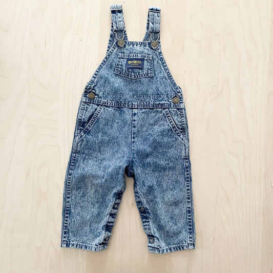 Vintage OshKosh Classic Cut Acid Wash Toddler Overalls