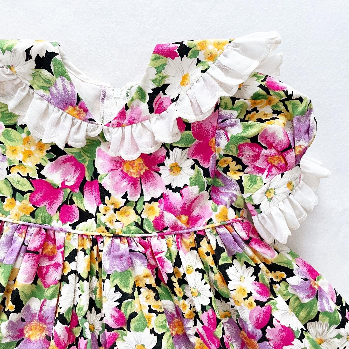 Sylvia Whyte Spring Floral Dress - Yellow Clover Vintage Kids Clothes