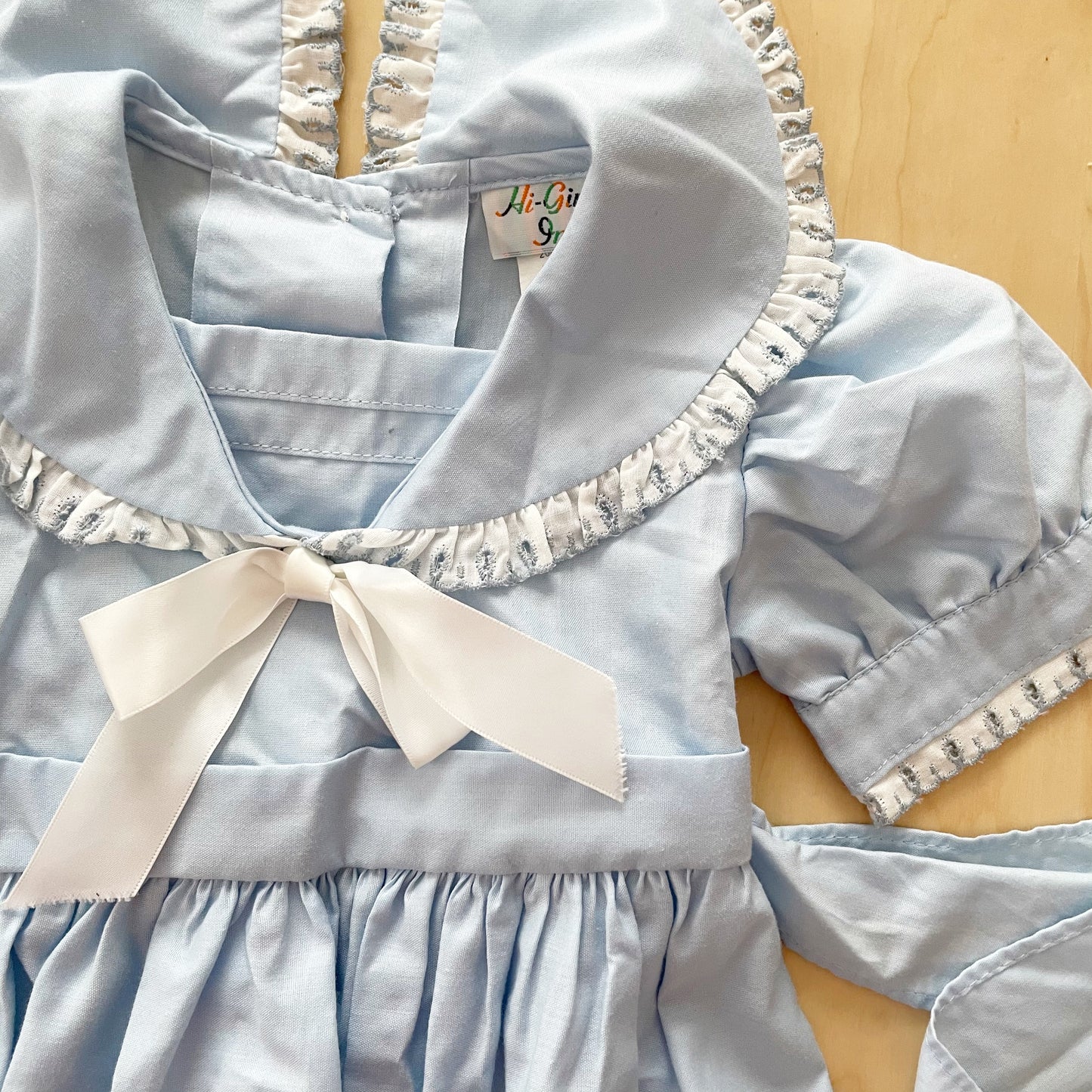 Eyelet Trim Sailor Collar Dress - Yellow Clover Vintage Kids Clothes