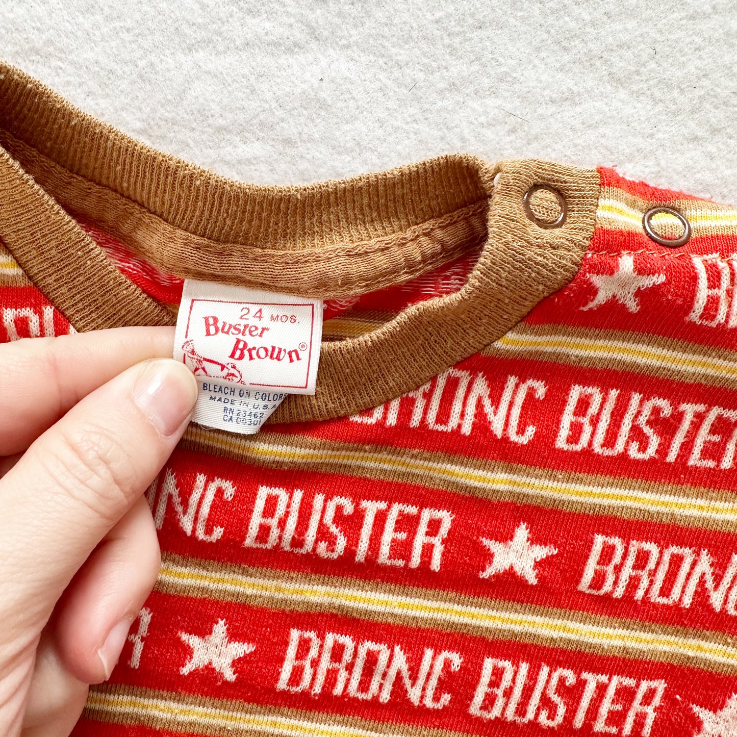Buster Brown Bronc Buster Shirt - Yellow Clover Vintage Kids Clothes