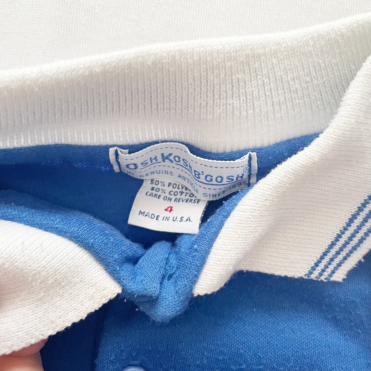 OshKosh Royal Blue Polo Shirt - Yellow Clover Vintage Kids Clothes