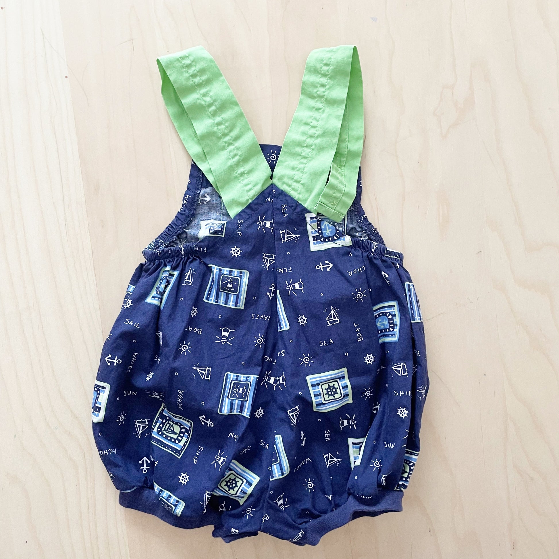 Baby B’gosh Nautical Cotton Bubble Romper - Yellow Clover Vintage Kids Clothes