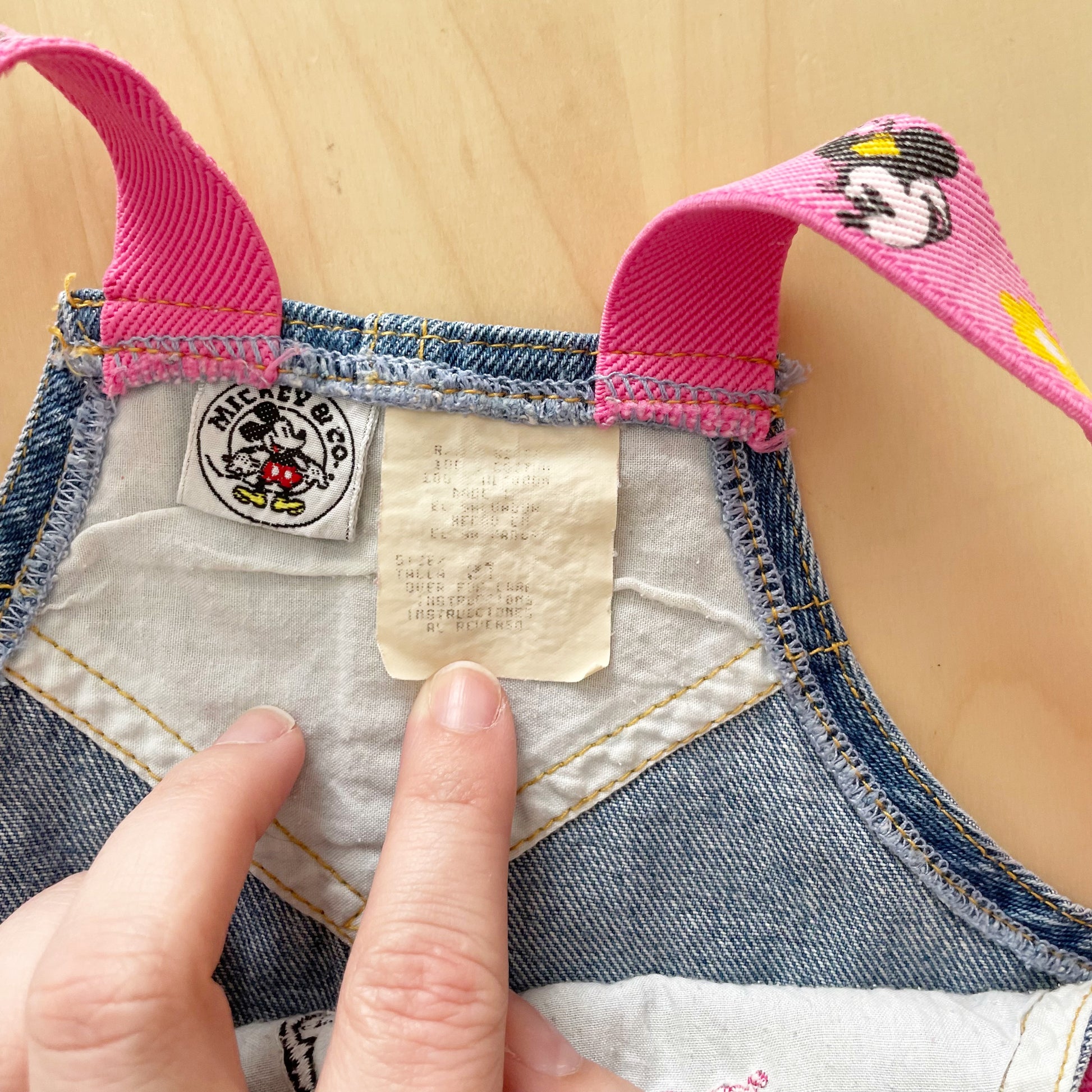 Mickey & Co. Minnie Denim Shortalls - Yellow Clover Vintage Kids Clothes