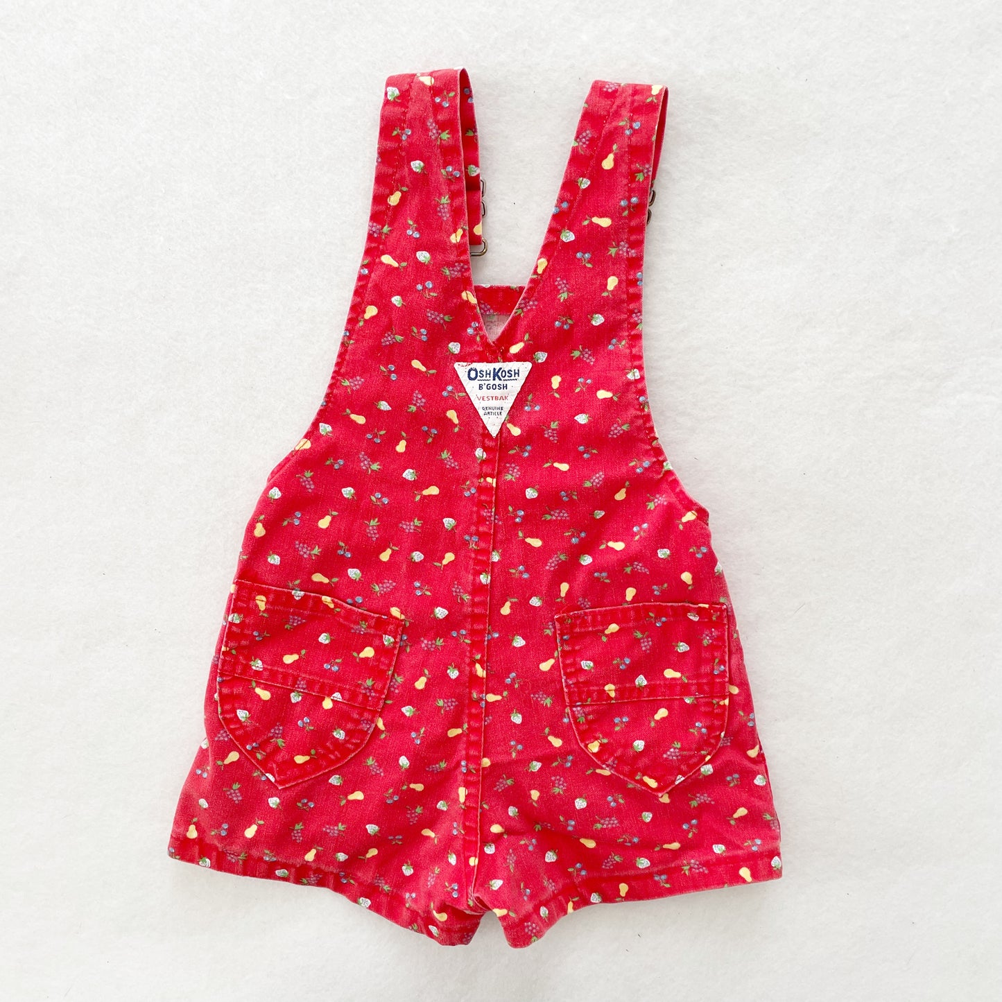 OshKosh Fruit Print Shortalls - Yellow Clover Vintage Kids Clothes