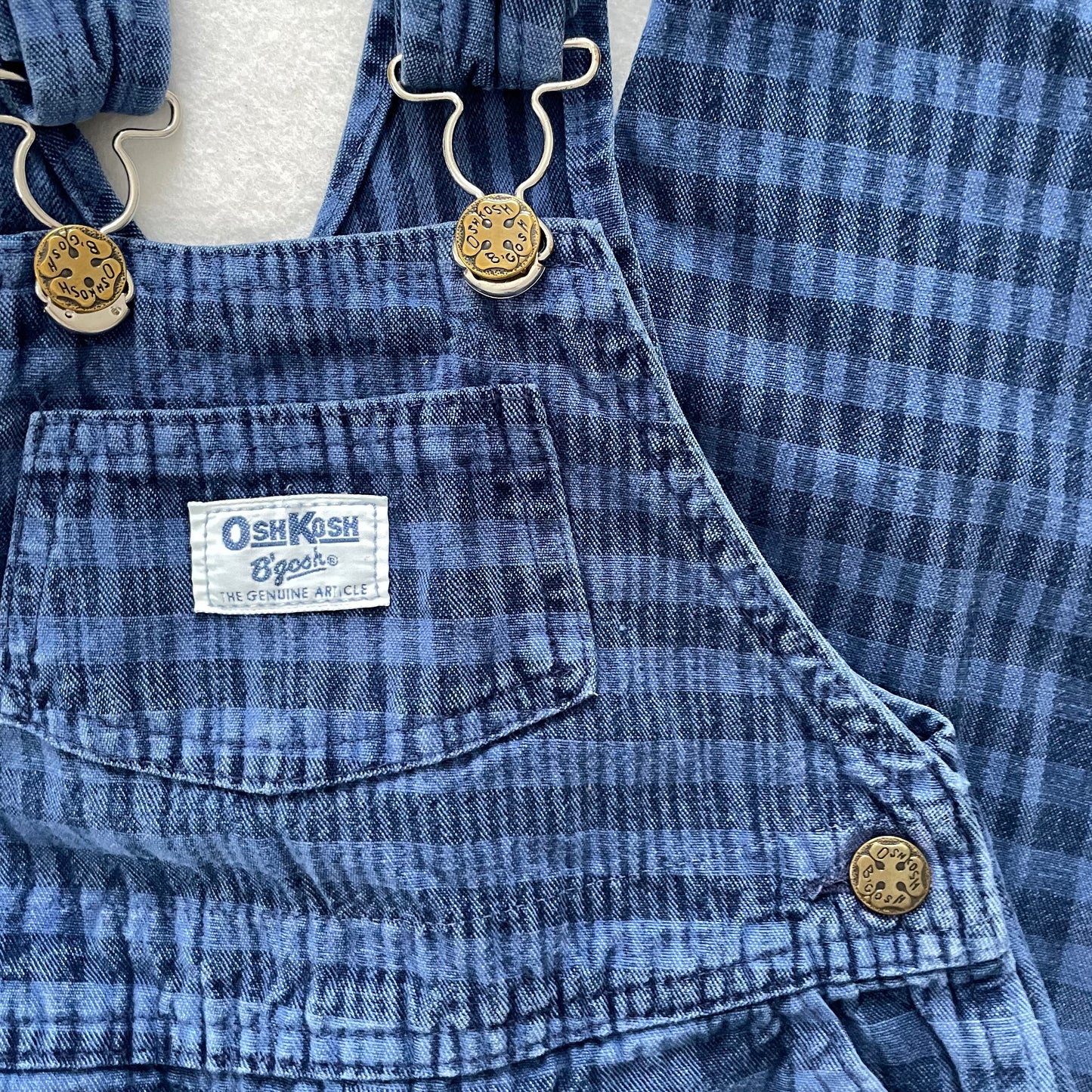 OshKosh Gingham Plaid Overalls - Yellow Clover Vintage Kids Clothes
