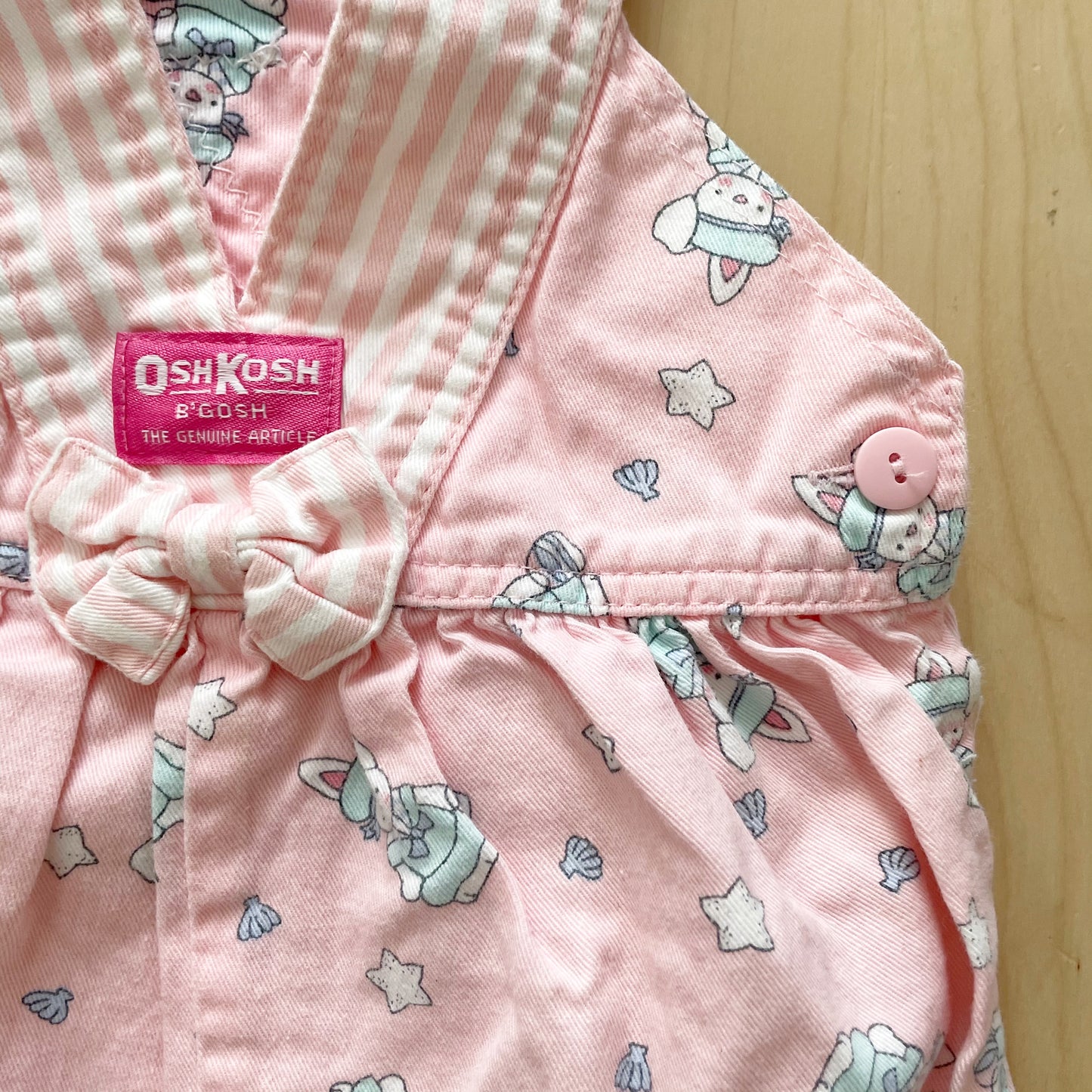 OshKosh Beach Bunny Bubble Shortalls - Yellow Clover Vintage Kids Clothes