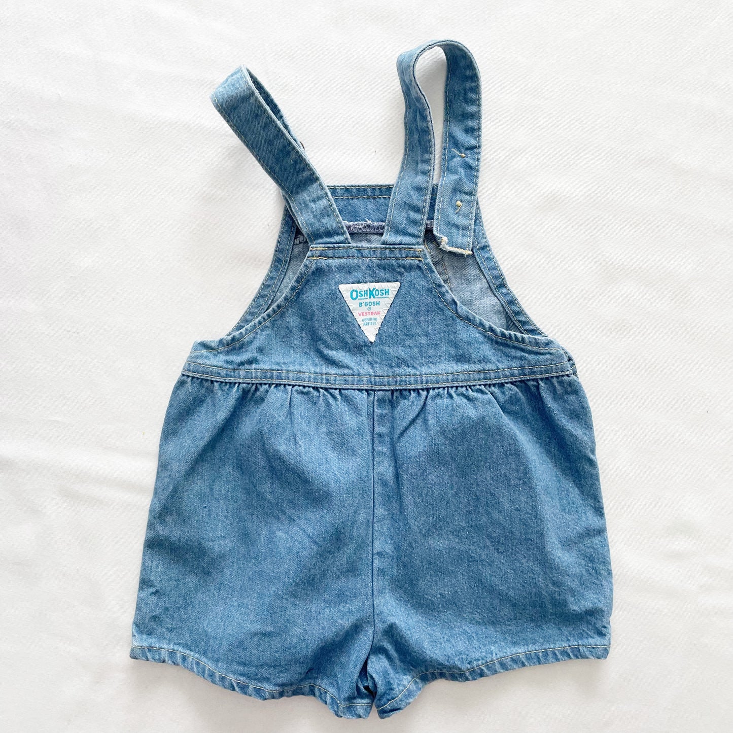 OshKosh Lighter Wash Bubble Cut Shortalls - Yellow Clover Vintage Kids Clothes