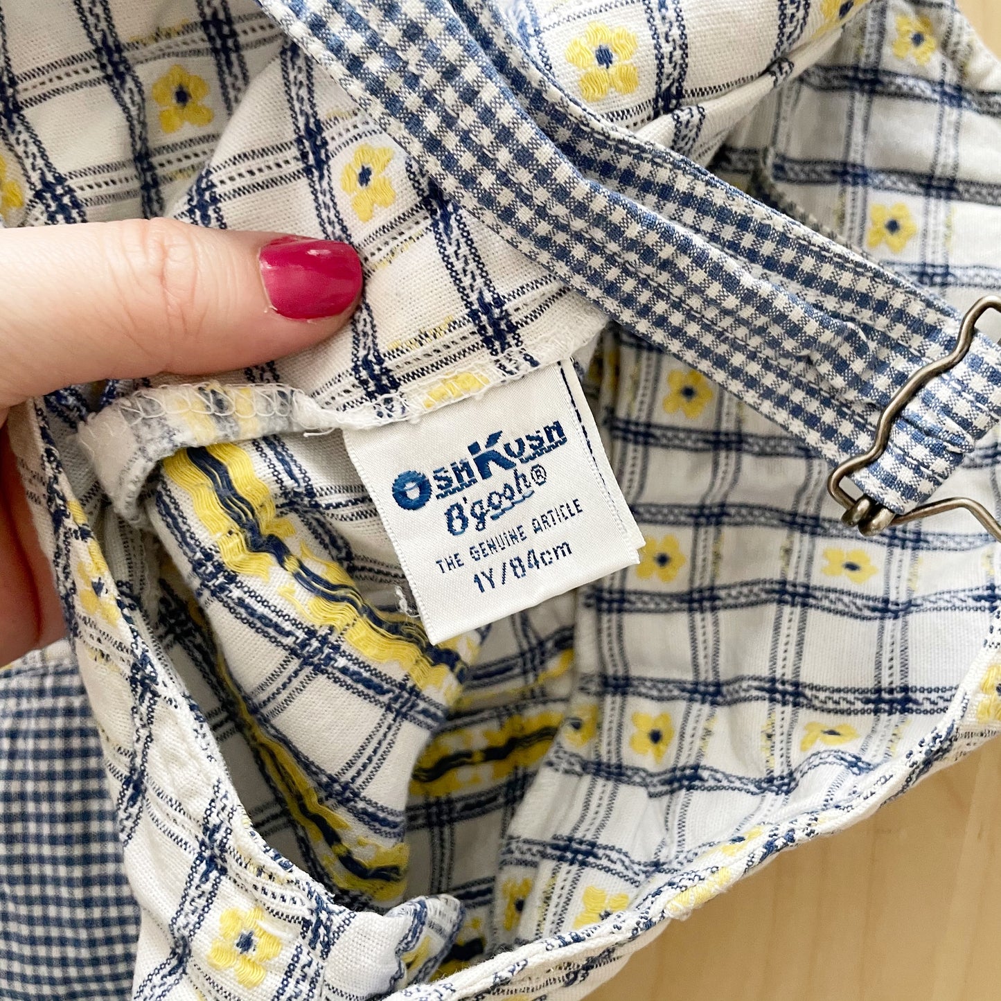 OshKosh Floral Gingham Bubble Shortalls - Yellow Clover Vintage Kids Clothes