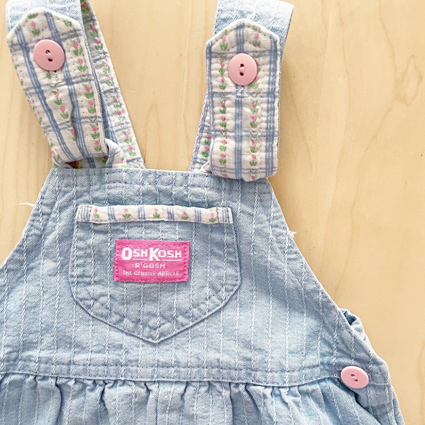 OshKosh Light Wash Floral Accent Overalls