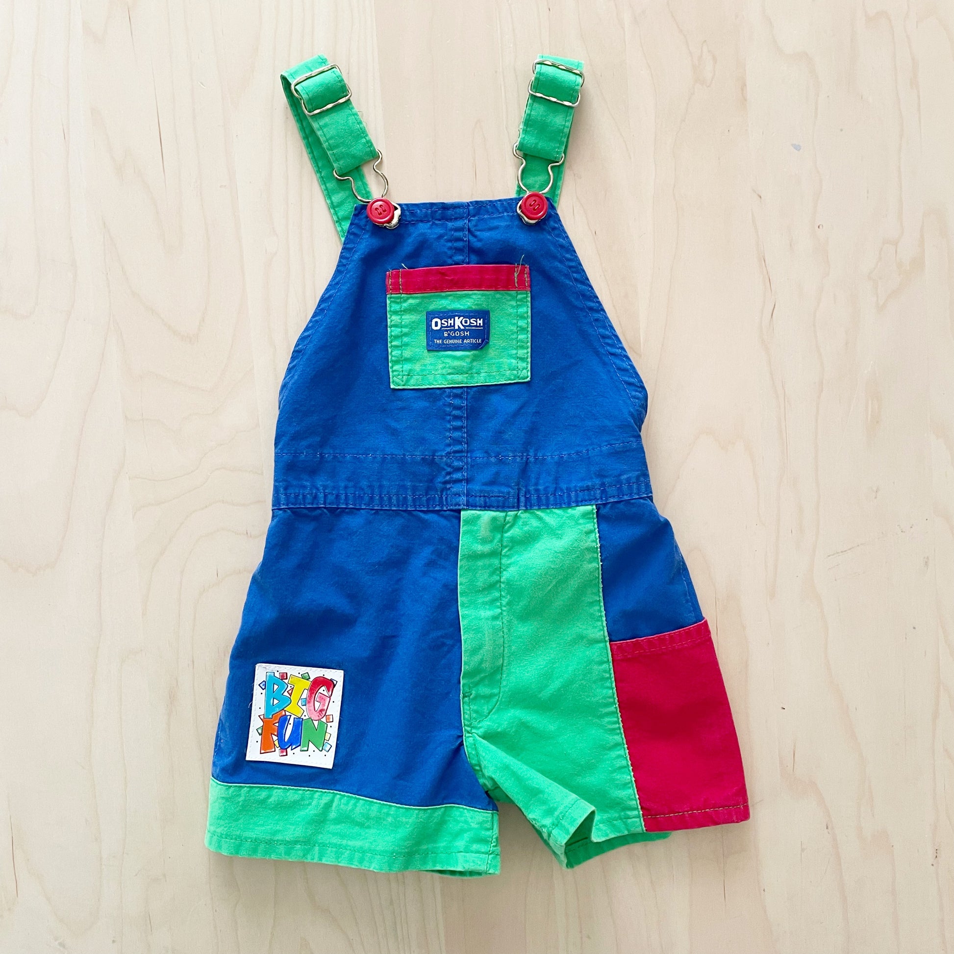 Vintage OshKosh Big Fun Colorblock Shortalls