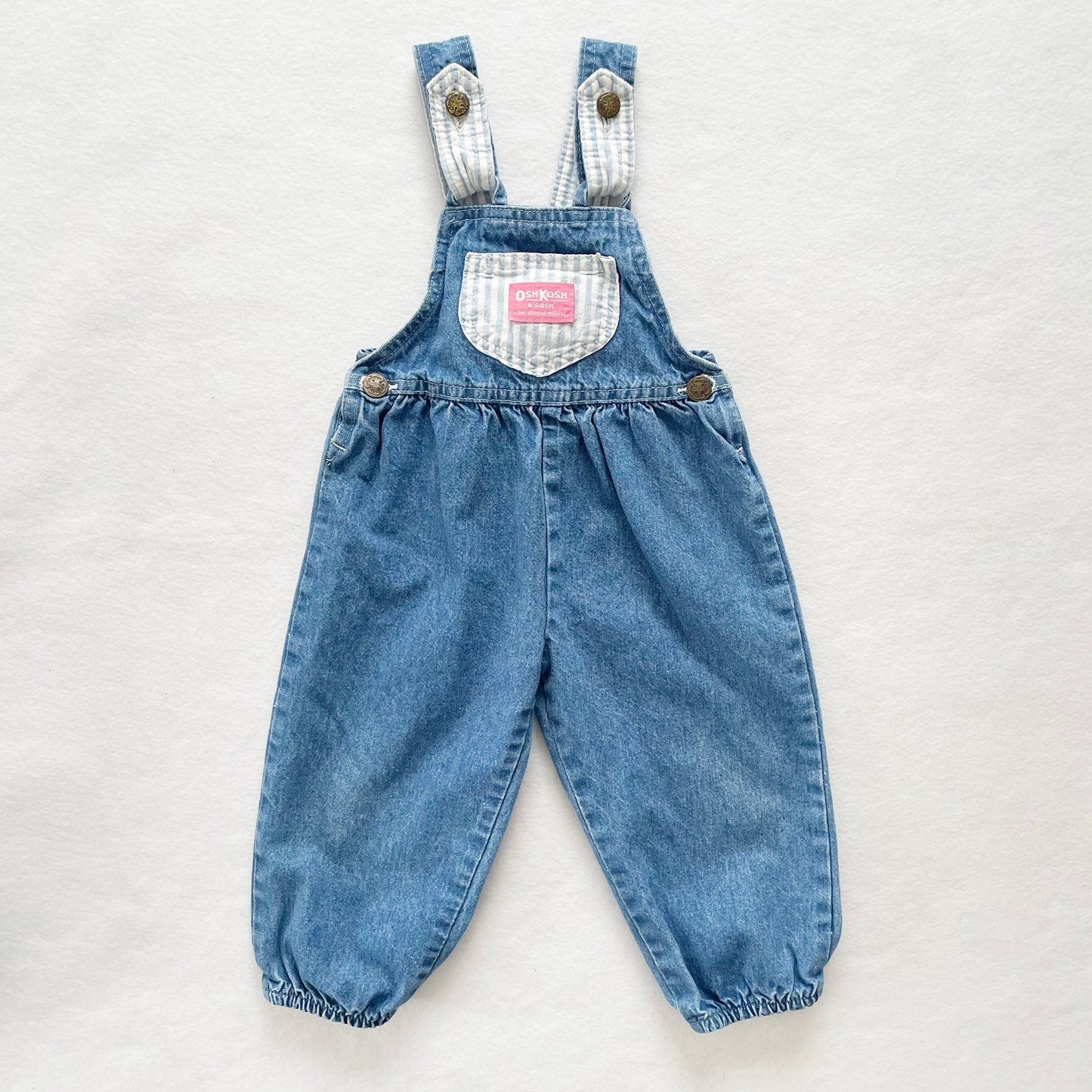 OshKosh Striped Accent Bubble Overalls - Yellow Clover Vintage Kids Clothes