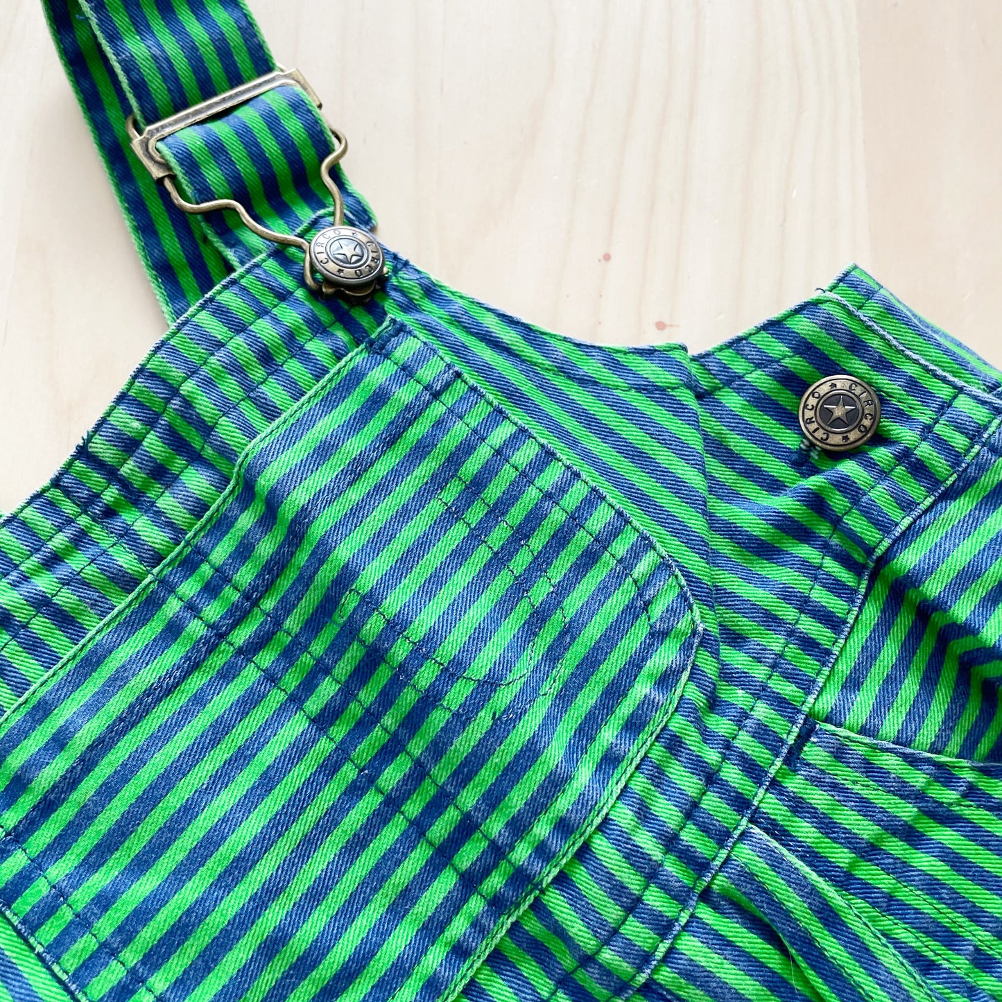 Vintage Circo Green Striped Overalls - Yellow Clover Vintage Kids Clothes