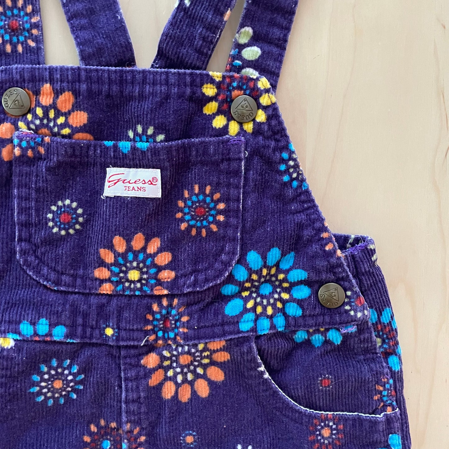 Guess Purple Cord Mandala Overalls