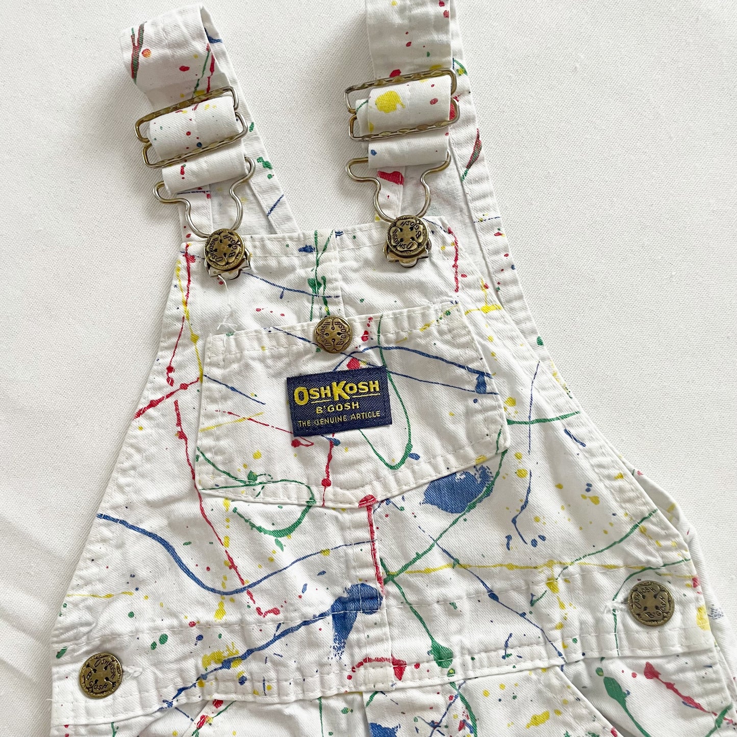 OshKosh Paint Splatter Overalls - Yellow Clover Vintage Kids Clothes