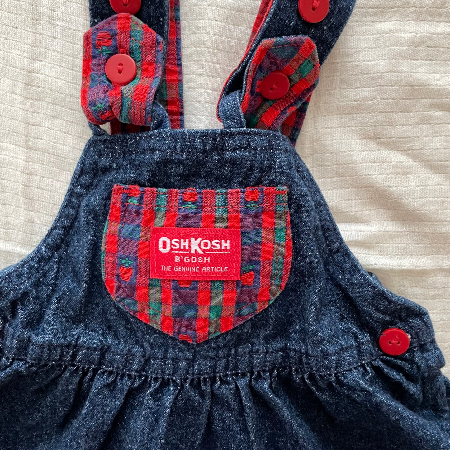 OshKosh Apple Plaid Bow Back Skirtall - Yellow Clover Vintage Kids Clothes