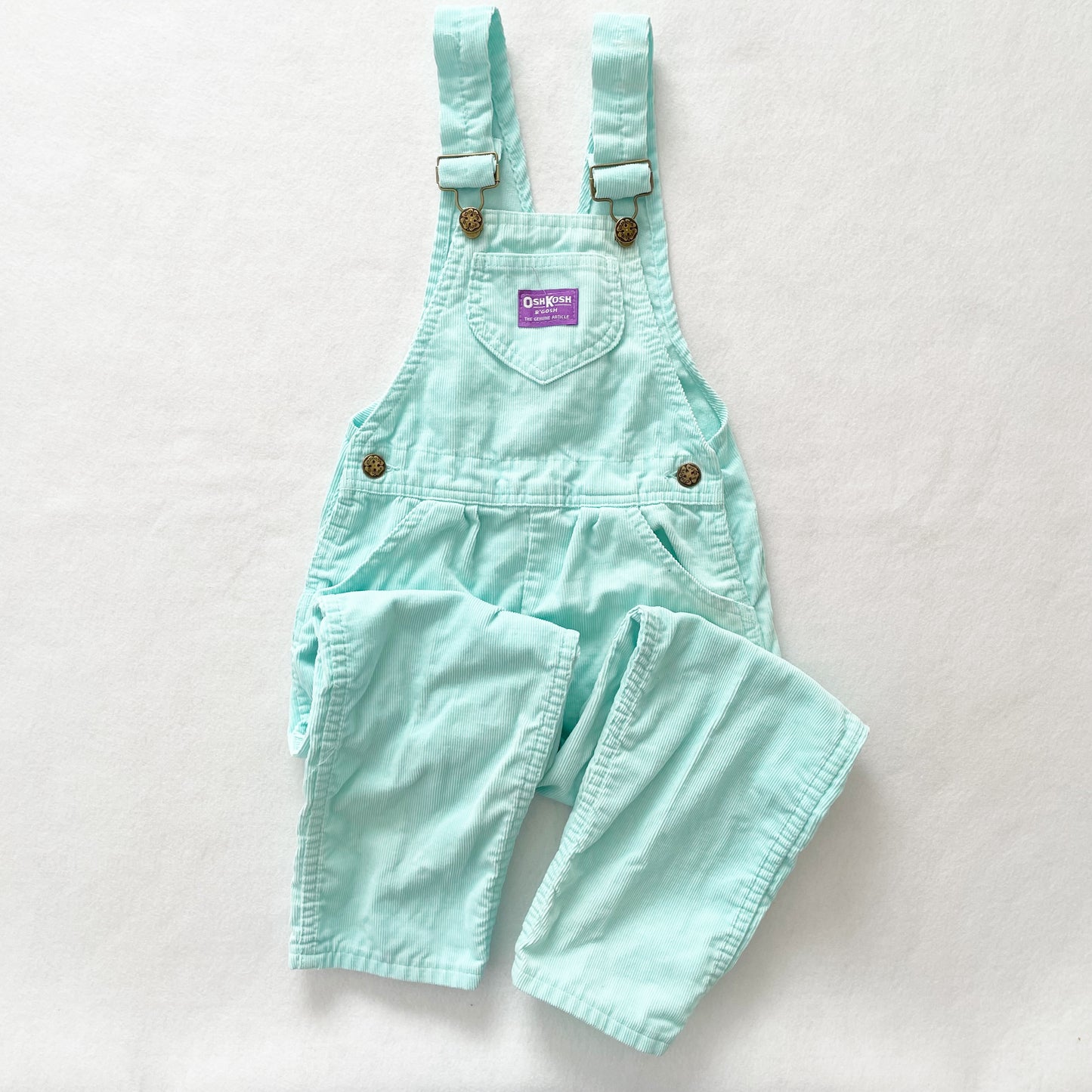 OshKosh Mint Blue Cord Overalls - Yellow Clover Vintage Kids Clothes