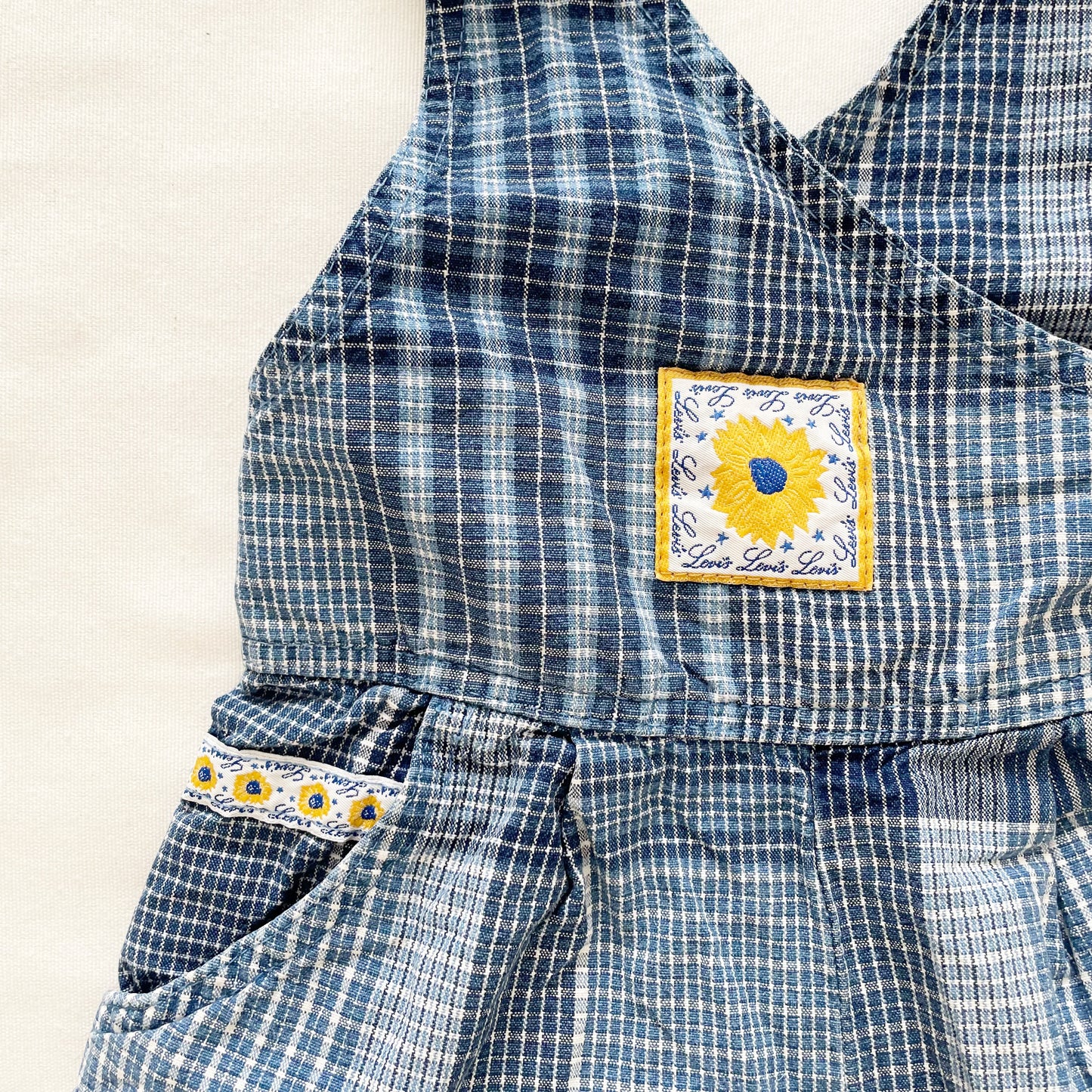 Levi’s Sunflower Patch Crossfront Shortalls - Yellow Clover Vintage Kids Clothes