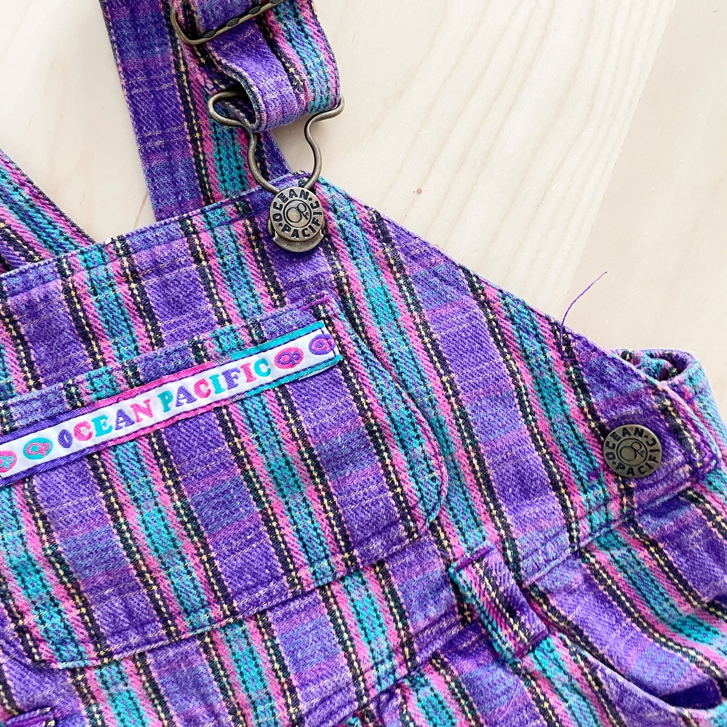 Vintage OP Plaid Overalls - Yellow Clover Vintage Kids Clothes