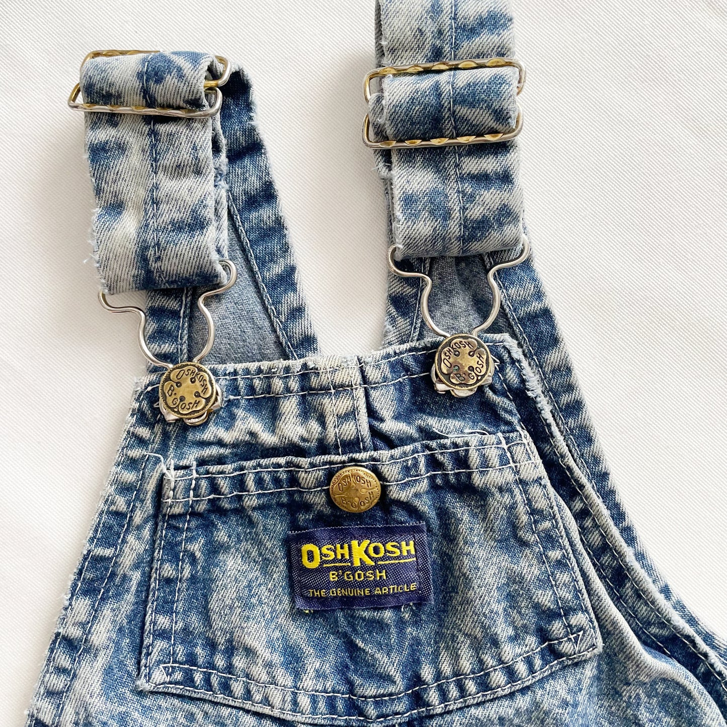 OshKosh Acid Wash Button Pocket Overalls - Yellow Clover Vintage Kids Clothes