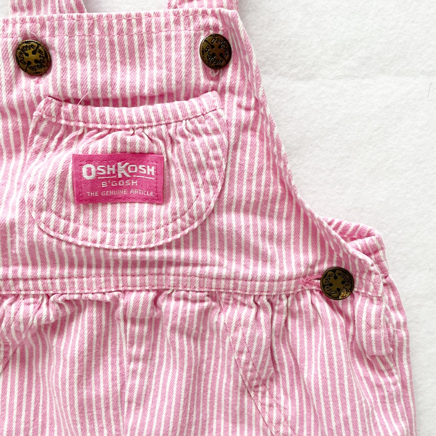 OshKosh Light Pink Hickory Stripe Bubble Shortalls