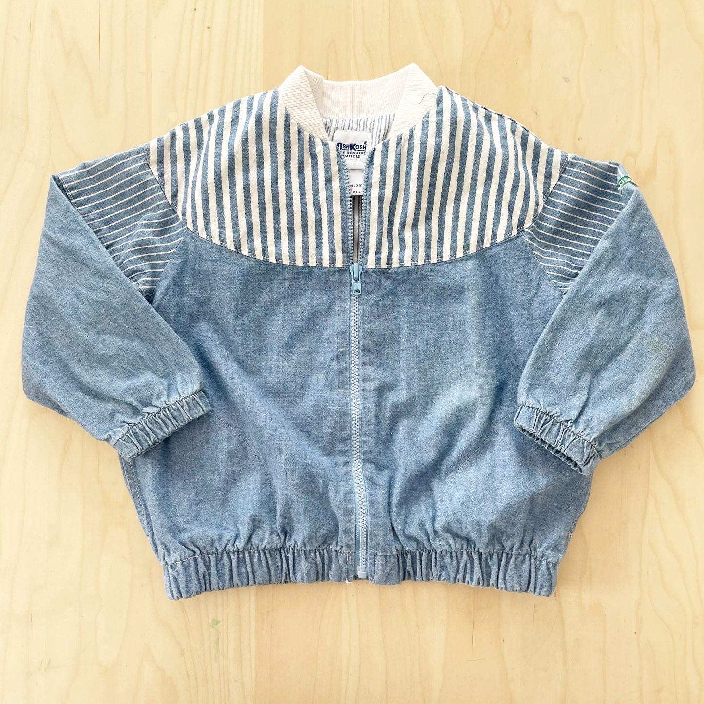 OshKosh Chambray Stripe Accent Jacket - Yellow Clover Vintage Kids Clothes
