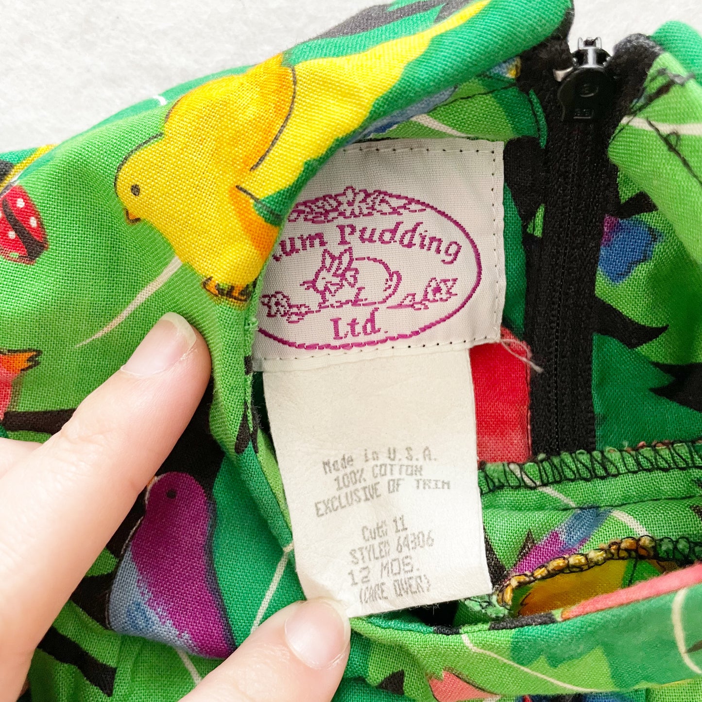 Plum Pudding Tropical Birds Romper - Yellow Clover Vintage Kids Clothes