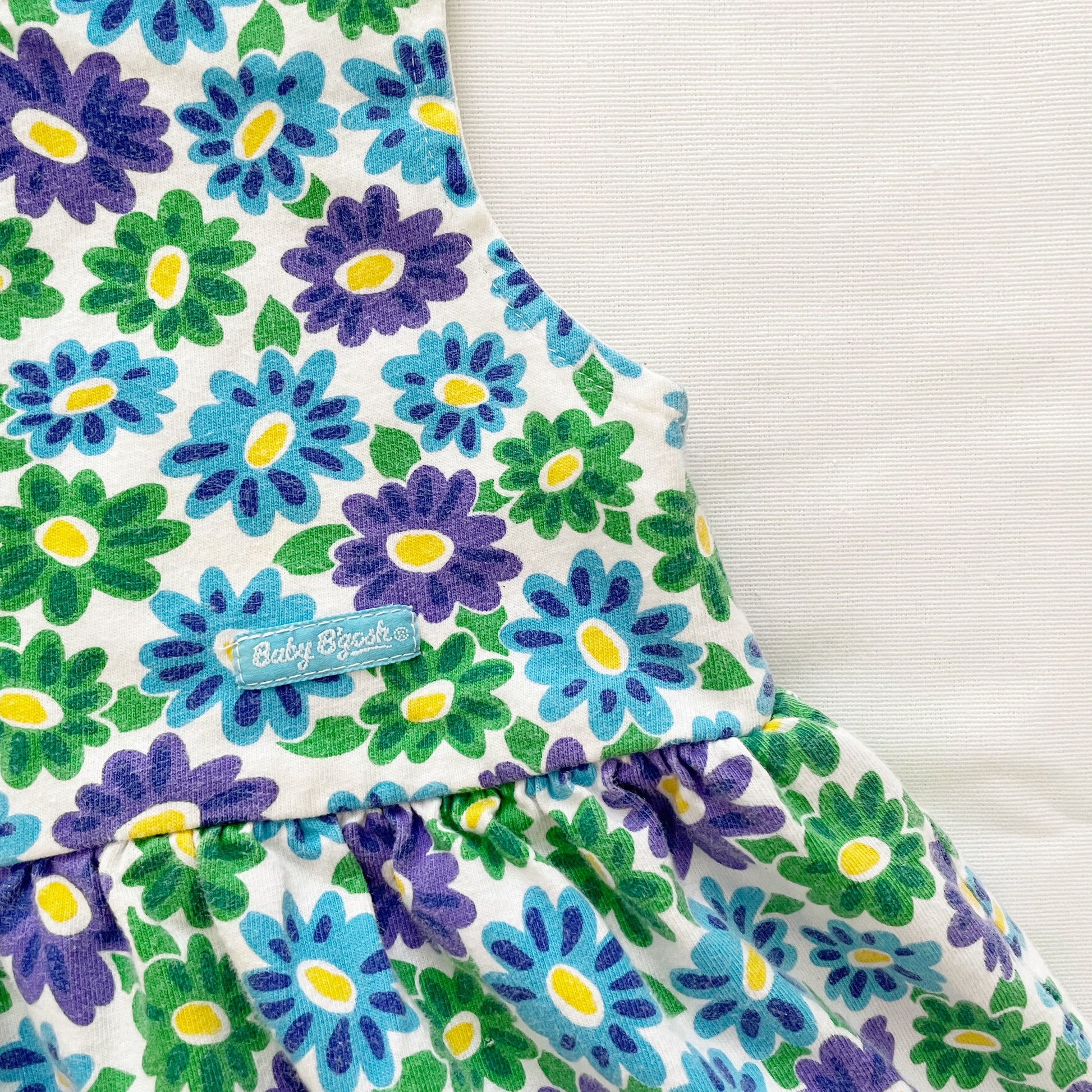 Baby B’gosh Daisy Floral Skirted Bubble Romper - Yellow Clover Vintage Kids Clothes