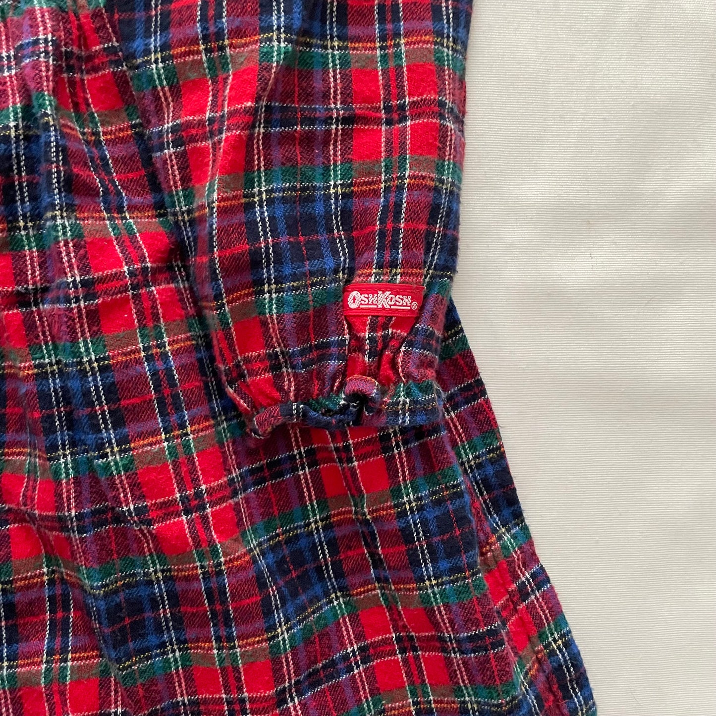 OshKosh Bow Collar Plaid Flannel Dress - Yellow Clover Vintage Kids Clothes
