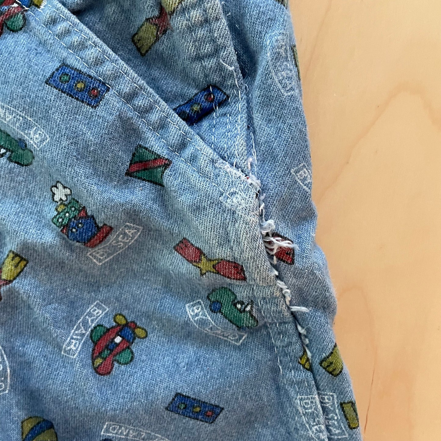 Liberty Vehicle Print Denim Overalls - Yellow Clover Vintage Kids Clothes