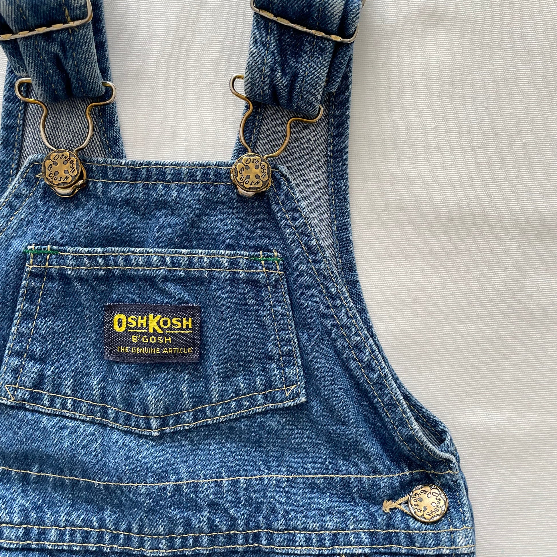 OshKosh Denim Shortalls - Yellow Clover Vintage Kids Clothes