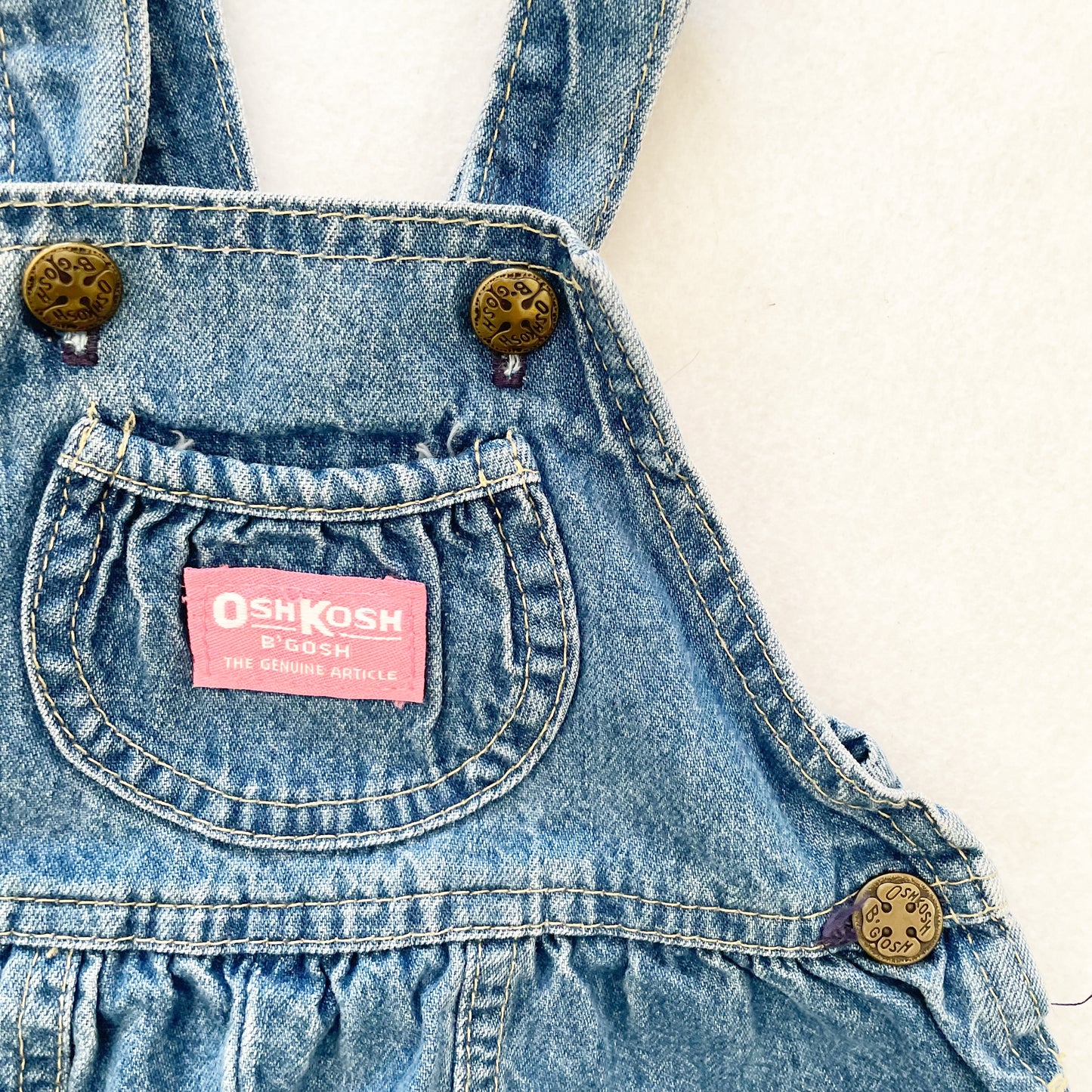 OshKosh Denim Bubble Overalls - Yellow Clover Vintage Kids Clothes