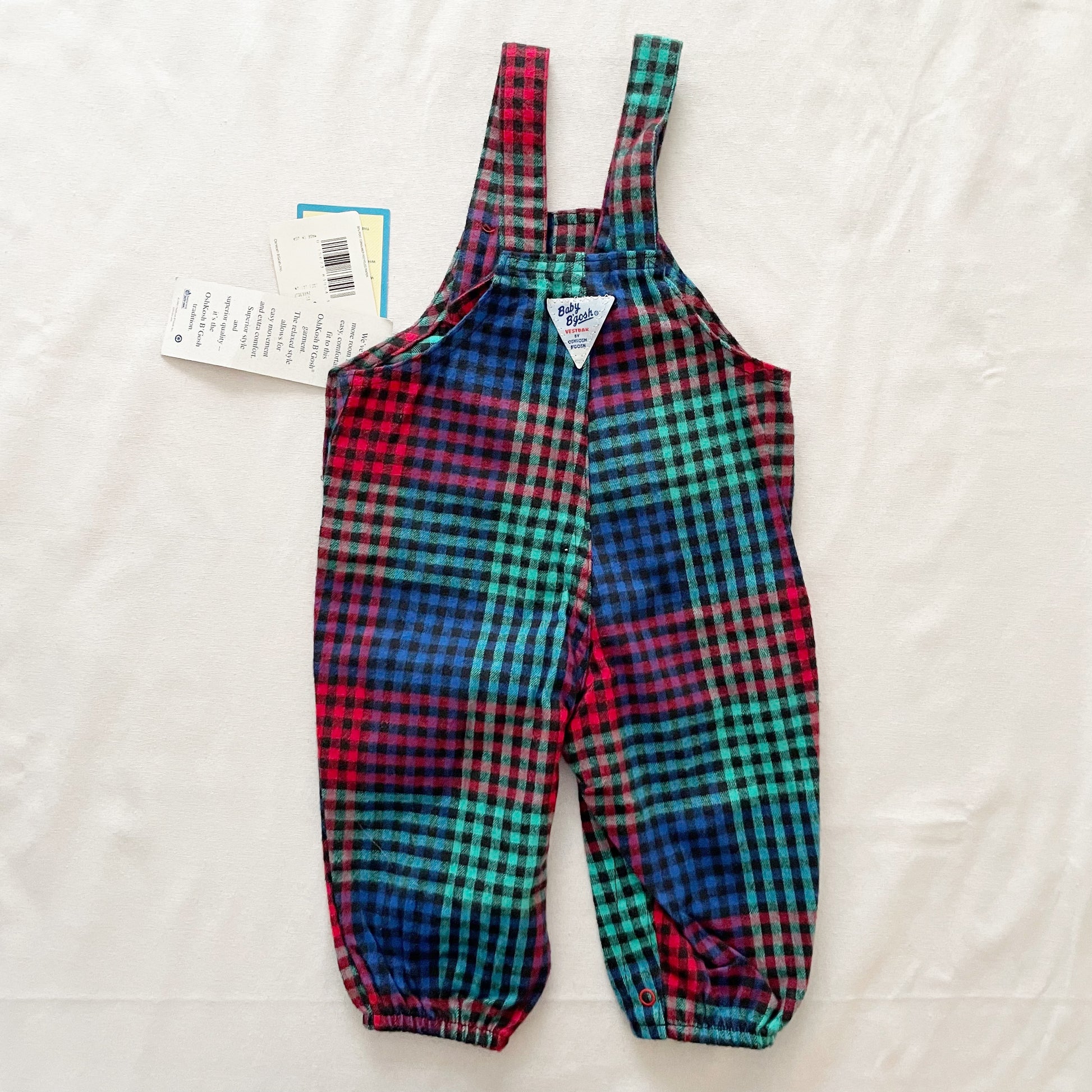 Baby B’gosh Flannel Gingham Check Overalls - Yellow Clover Vintage Kids Clothes