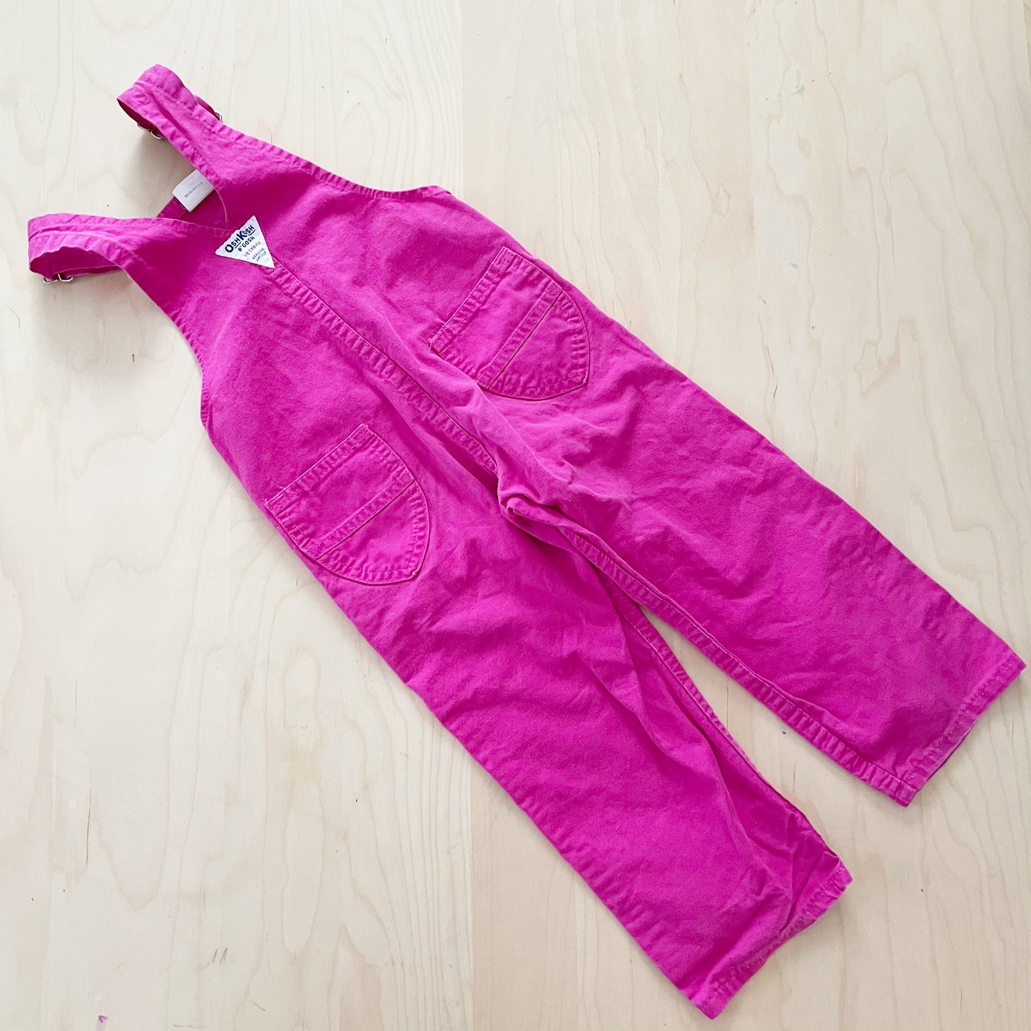Vintage OshKosh Fuchsia Pink Overalls - Yellow Clover Vintage Kids Clothes